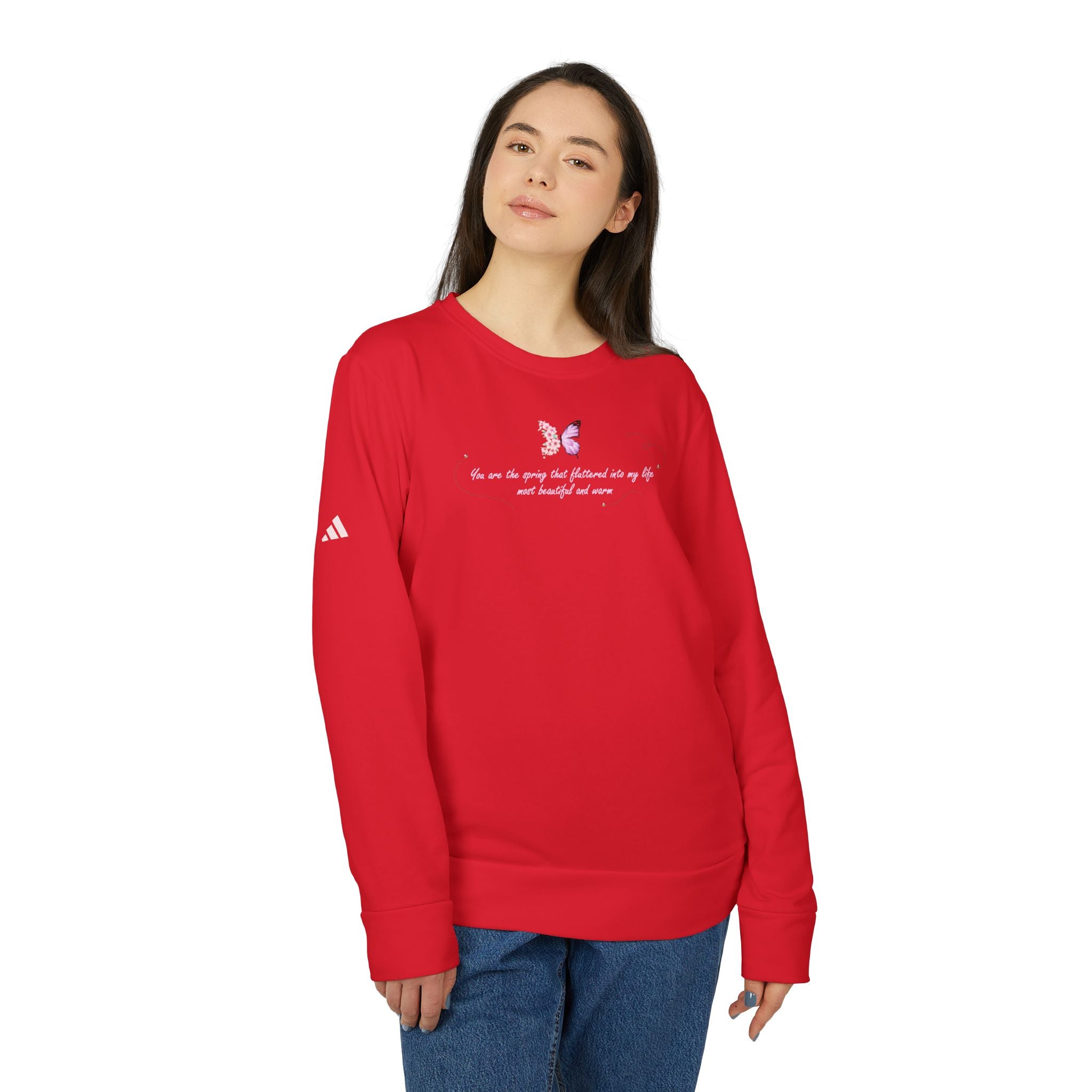 Unisex Navy Blue Floral Butterfly Spring Quote BCI Cotton Adidas Sweatshirt