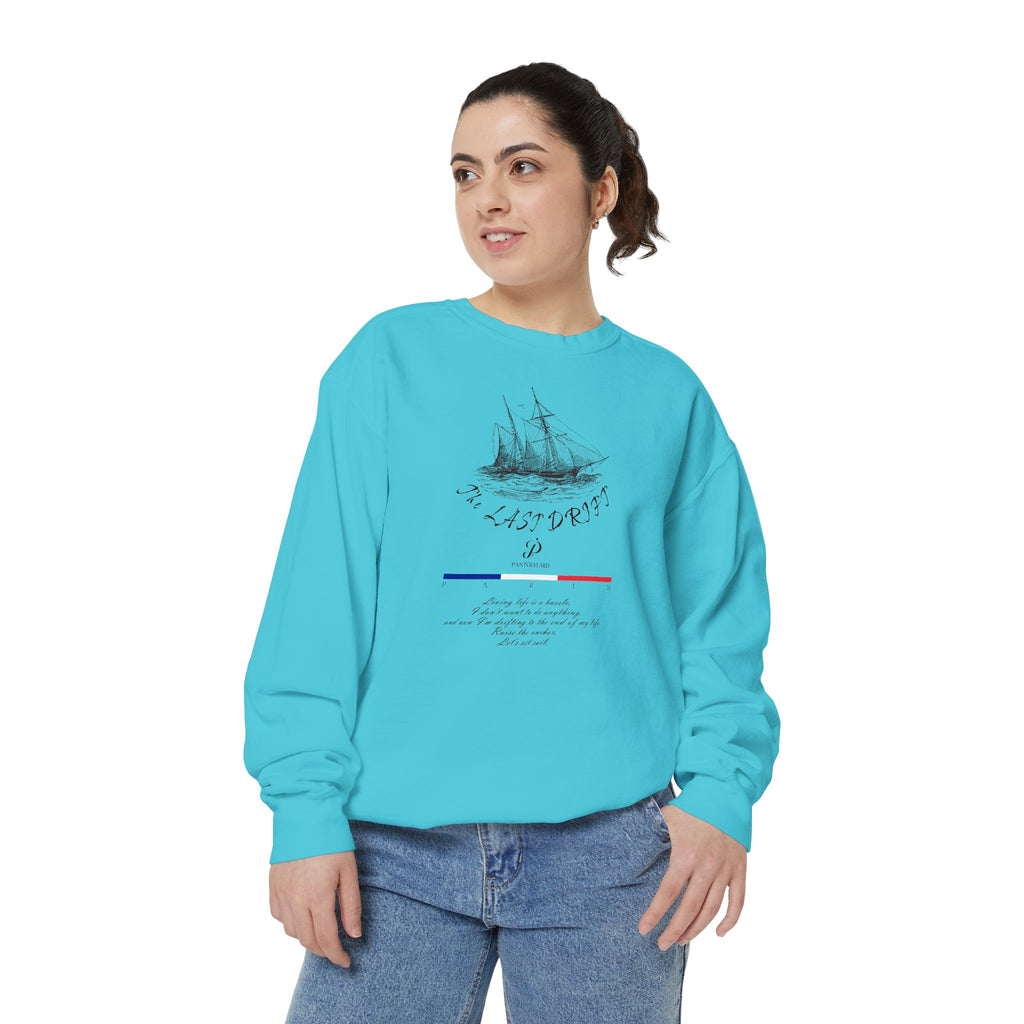 Unisex White Vintage Ship Graphic Cotton Blend Sweatshirt