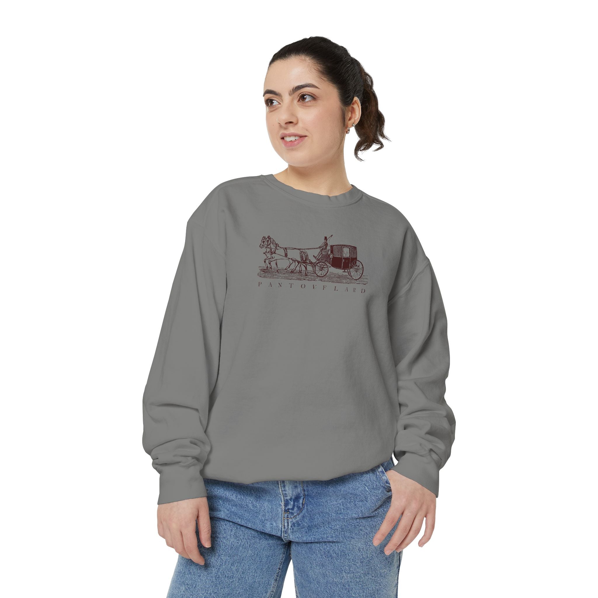 Unisex White Pantouflard Carriage Cotton Blend Sweatshirt