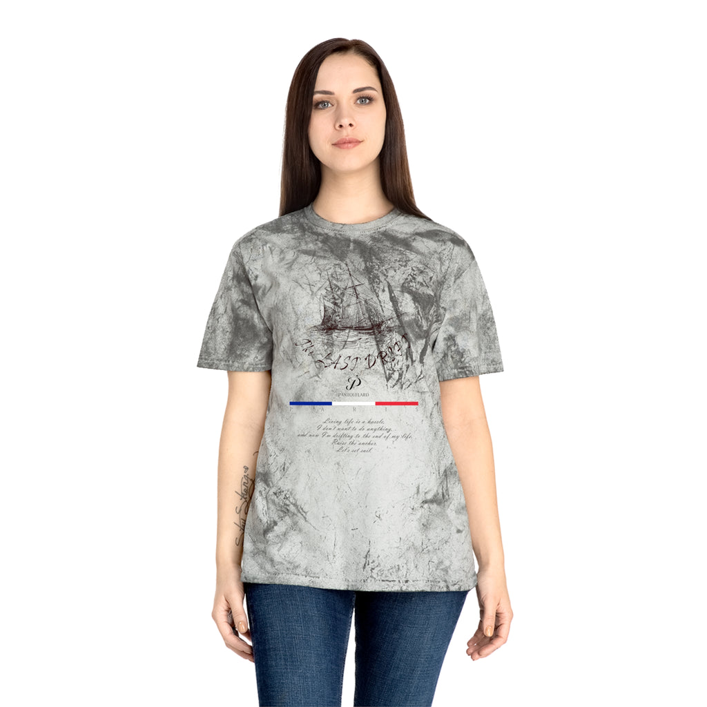 Unisex Grey Color Blast Vintage Ship Graphic 100% Cotton T-Shirt