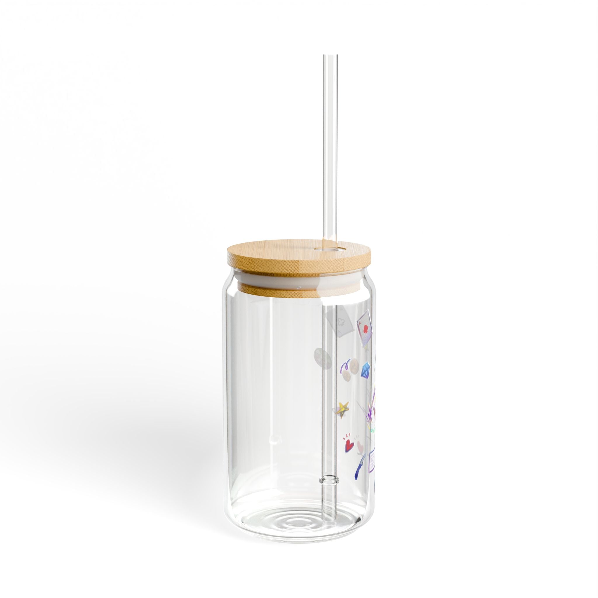 Clear Fiesta Taco Guide Typography 16oz Tempered Glass Sipper Cup