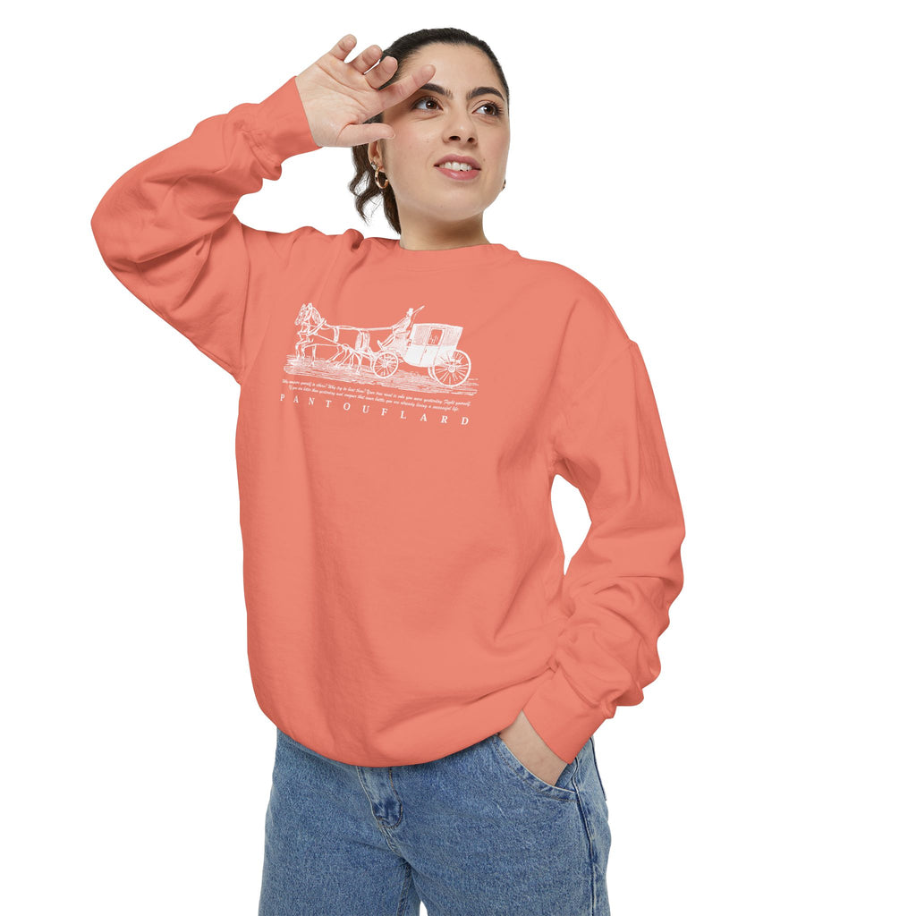 Unisex Navy Vintage Carriage Graphic Cotton Blend Sweatshirt