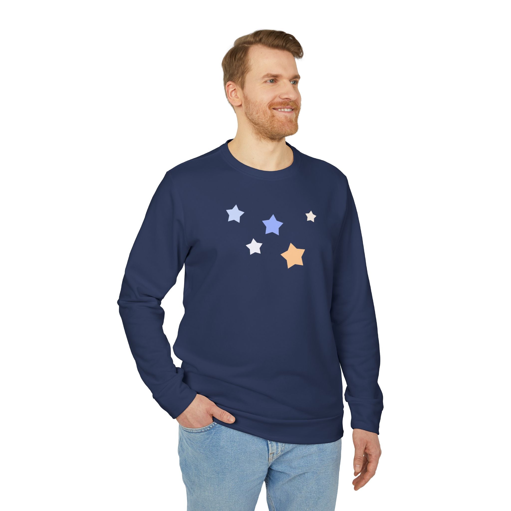 Unisex Royal Blue Kitschy Cassiopeia Constellation BCI Cotton Adidas Sweatshirt