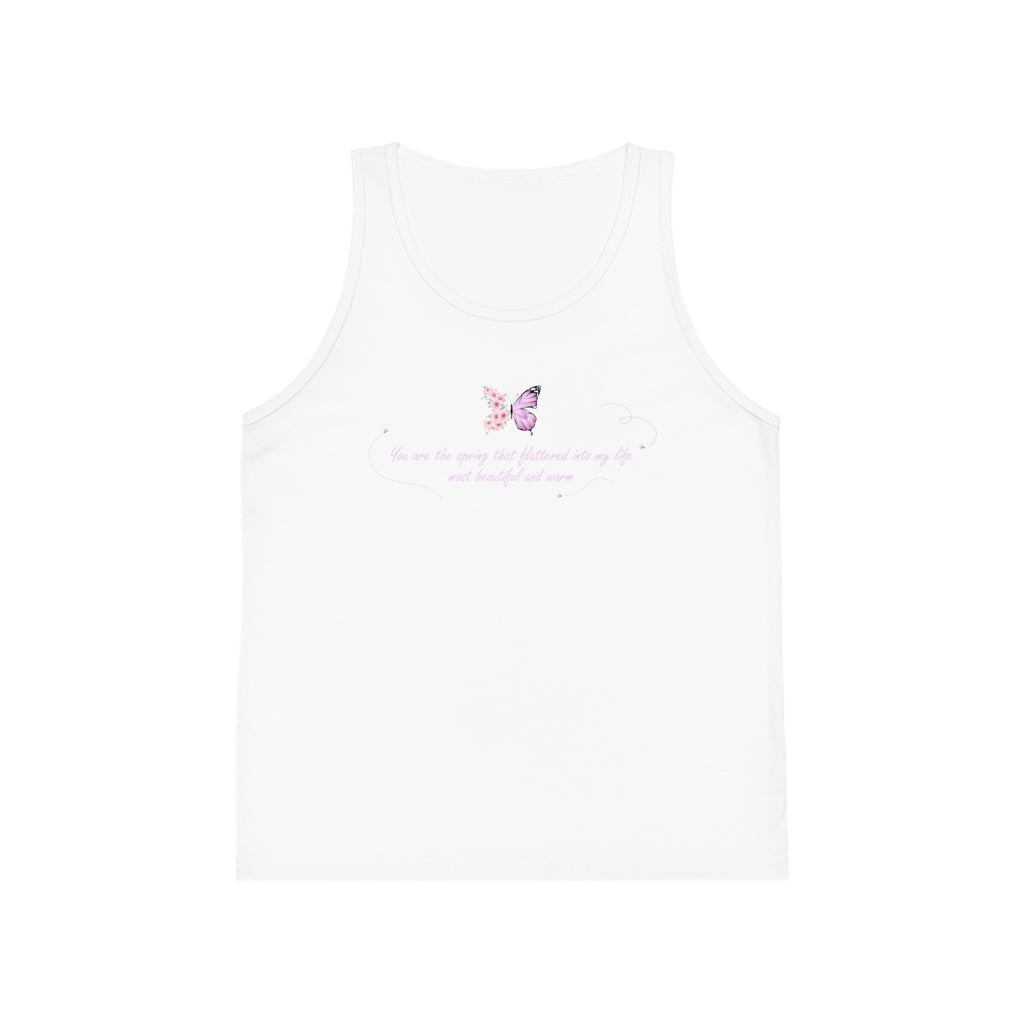 Kid's Black Floral Butterfly Spring Quote 100% Cotton Tank Top