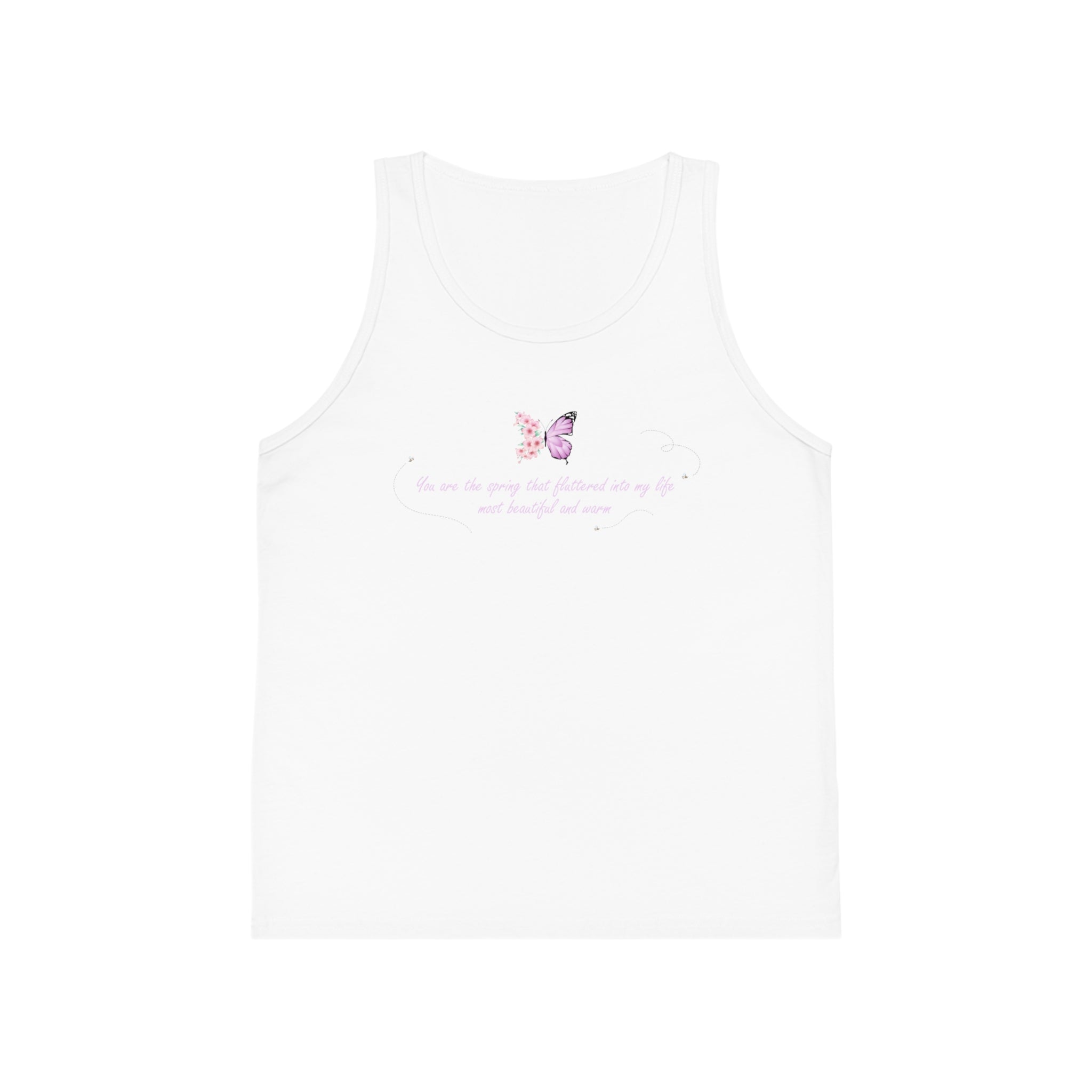 Kid's Black Floral Butterfly Spring Quote 100% Cotton Tank Top