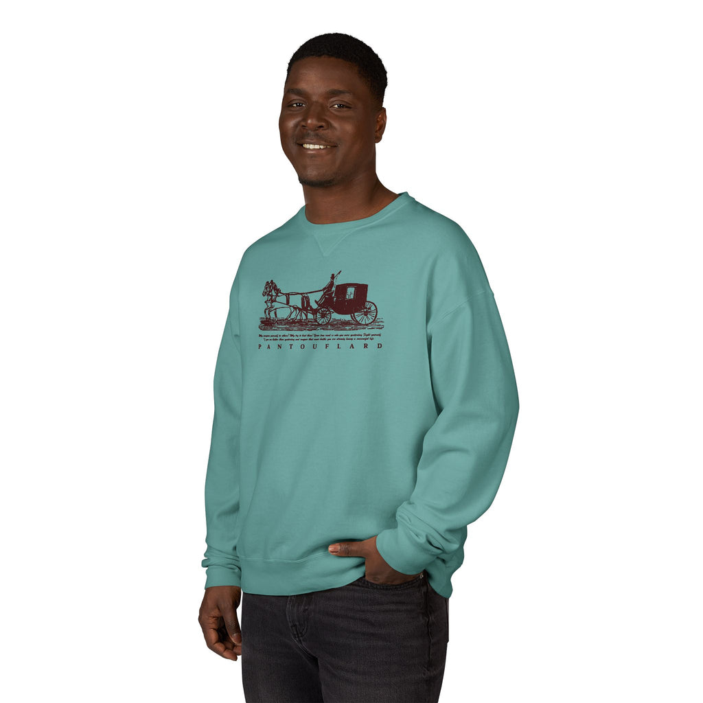 Old Money Equestrian Heritage Crewneck - The Nostalgic Journey I (Dark Academia Garment-Dyed Sweatshirt)