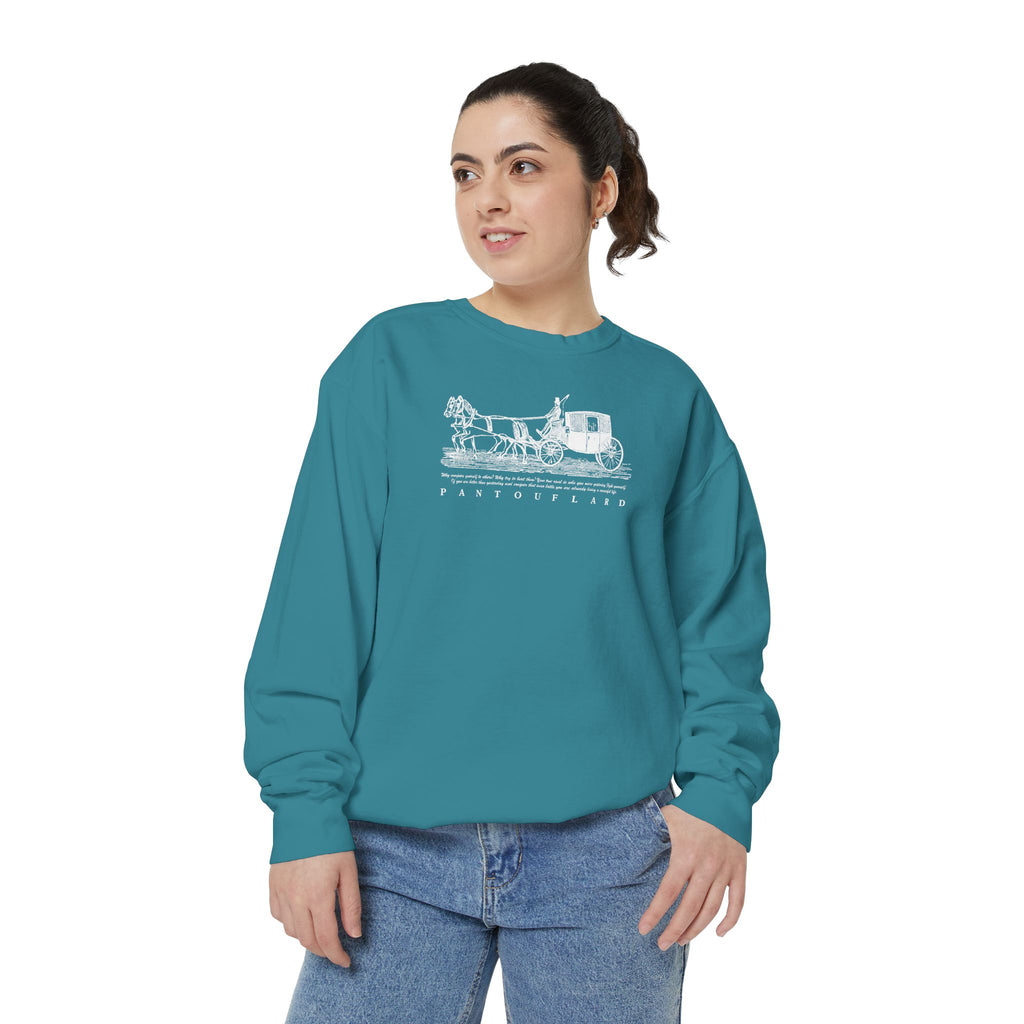 Unisex Navy Vintage Carriage Graphic Cotton Blend Sweatshirt