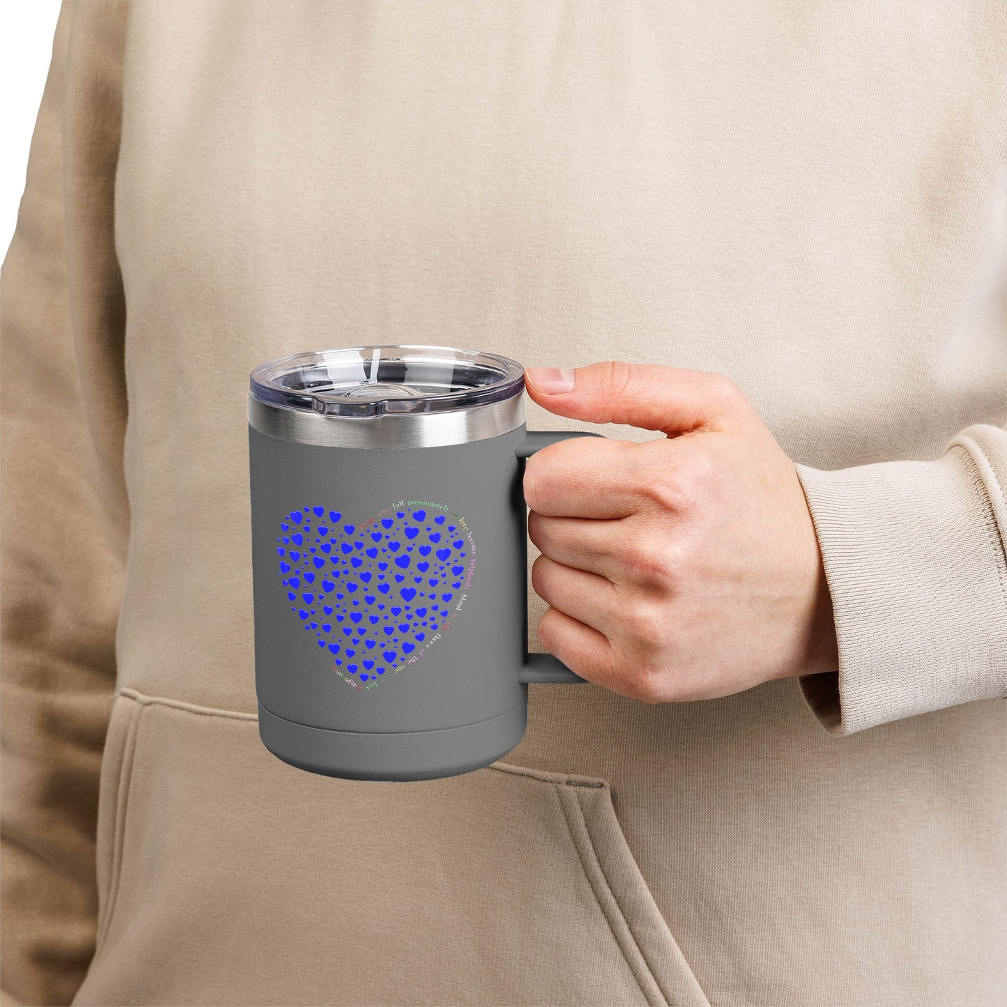 Blue Heart Coffee Mug Tumbler, Personalized Mug