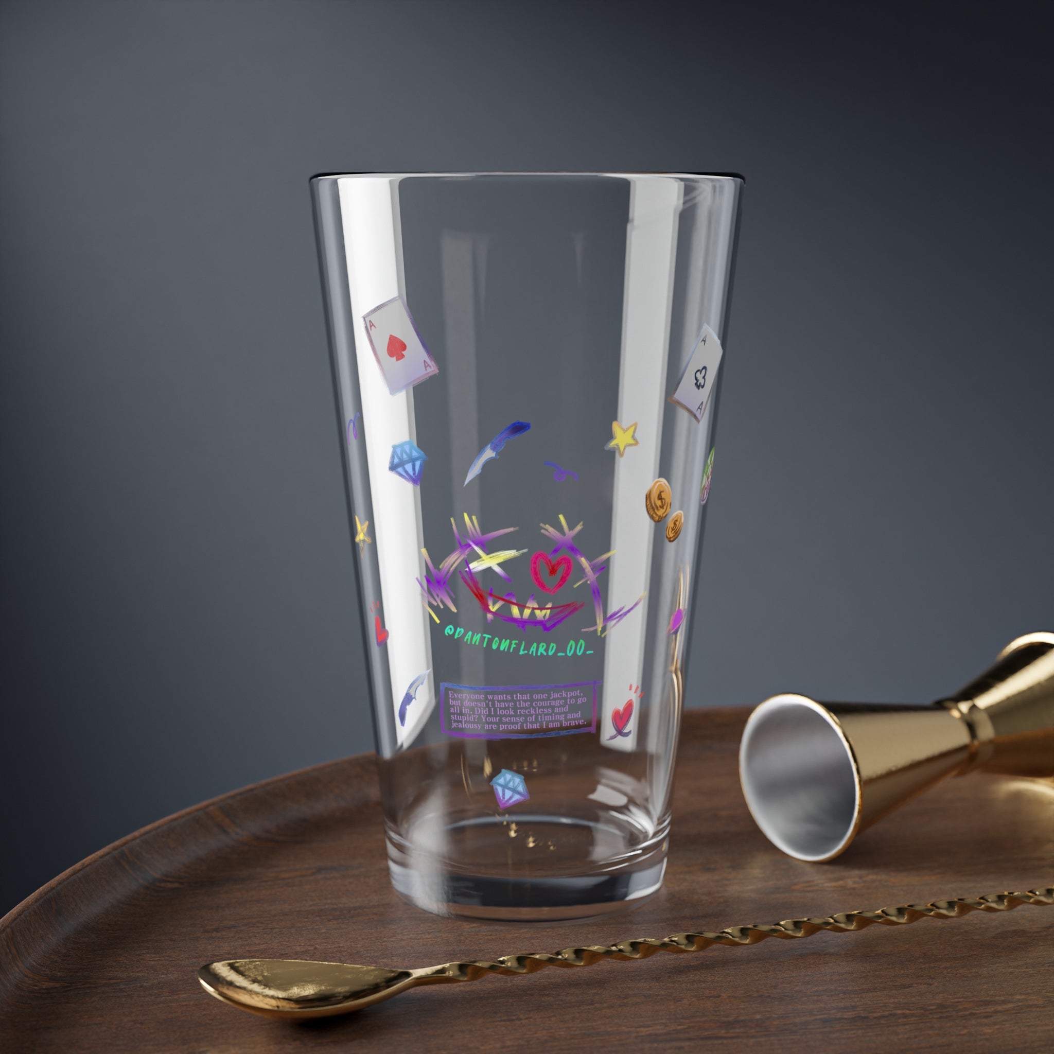 Clear Pantouflard 'Jackpot' Graffiti Solid Glass Mixer