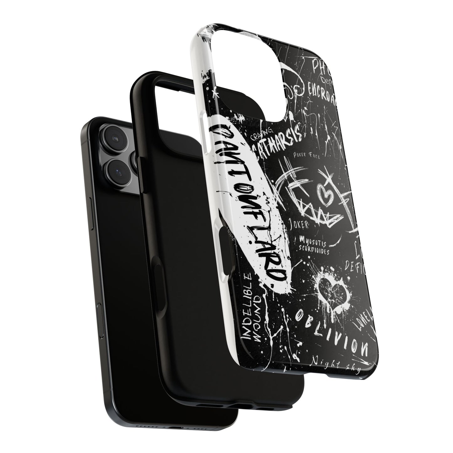 Fundas resistentes: funda atrevida para iPhone, Galaxy, Google Pixel, diseño de grafiti negro, estética urbana, regalo para amantes del arte, accesorios de teléfono modernos, estilo callejero