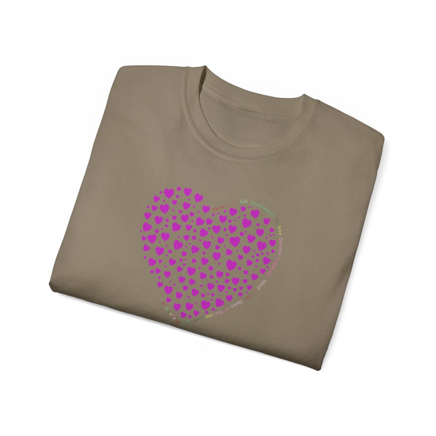 Powder Pink Heart Unisex short sleeved T-shirt