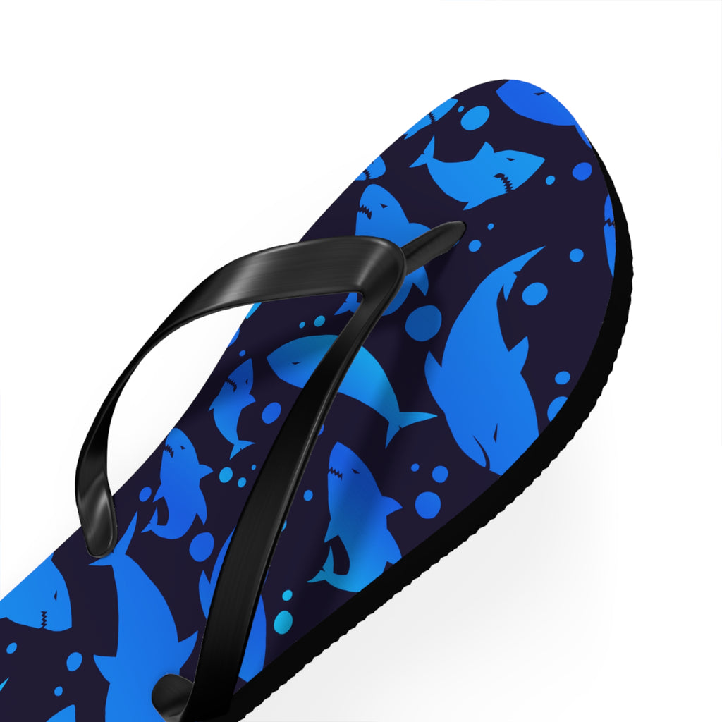 Unisex Navy Blue Shark Silhouette Pattern EVA Polyester Flip Flops