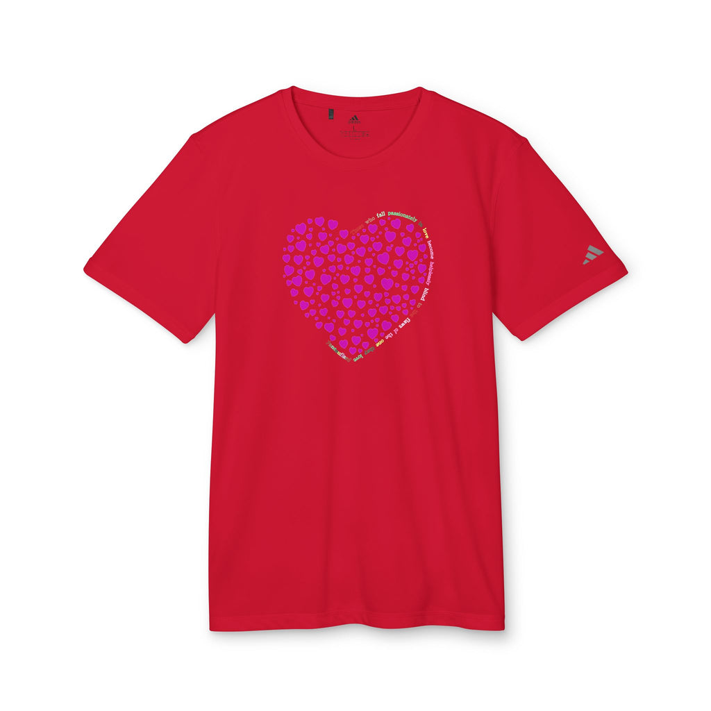 Camiseta Deportiva Unisex Adidas® con Diseño de Corazón Rosa