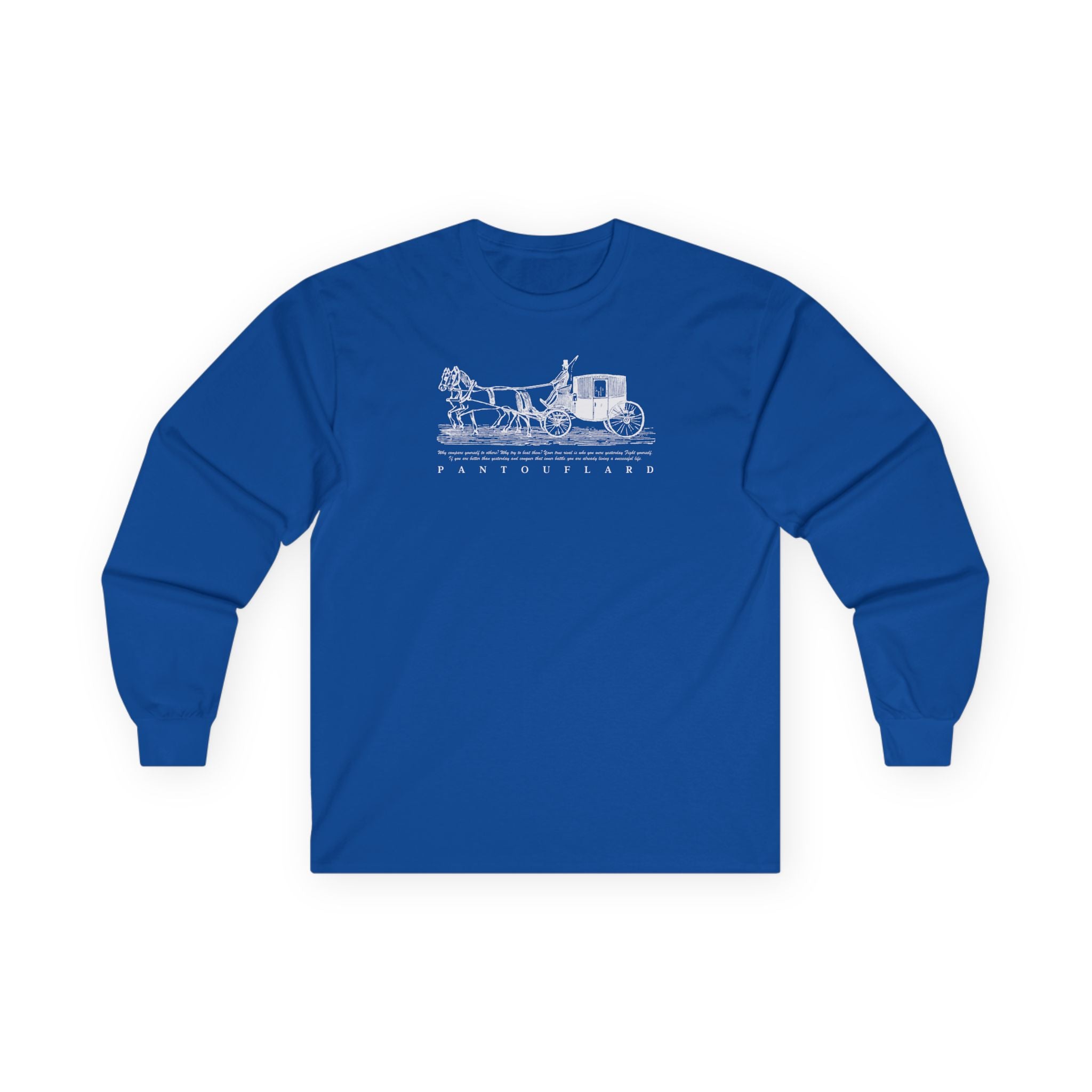Unisex Black Pantouflard Carriage Cotton Long Sleeve Tee