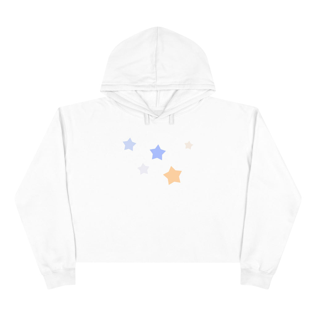Women's Cassiopeia Constellation Graphic Fleece Crop Hoodie - W-Shape Raw Hem Pullover