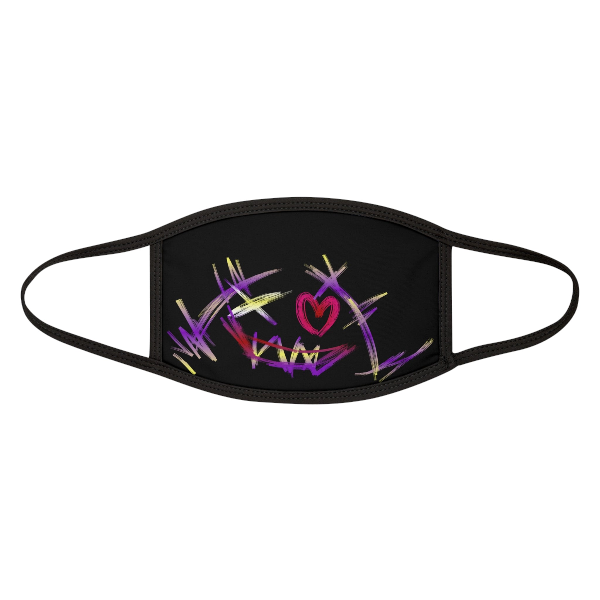 Abstract Graffiti Heart Print Mixed-Fabric Face Mask
