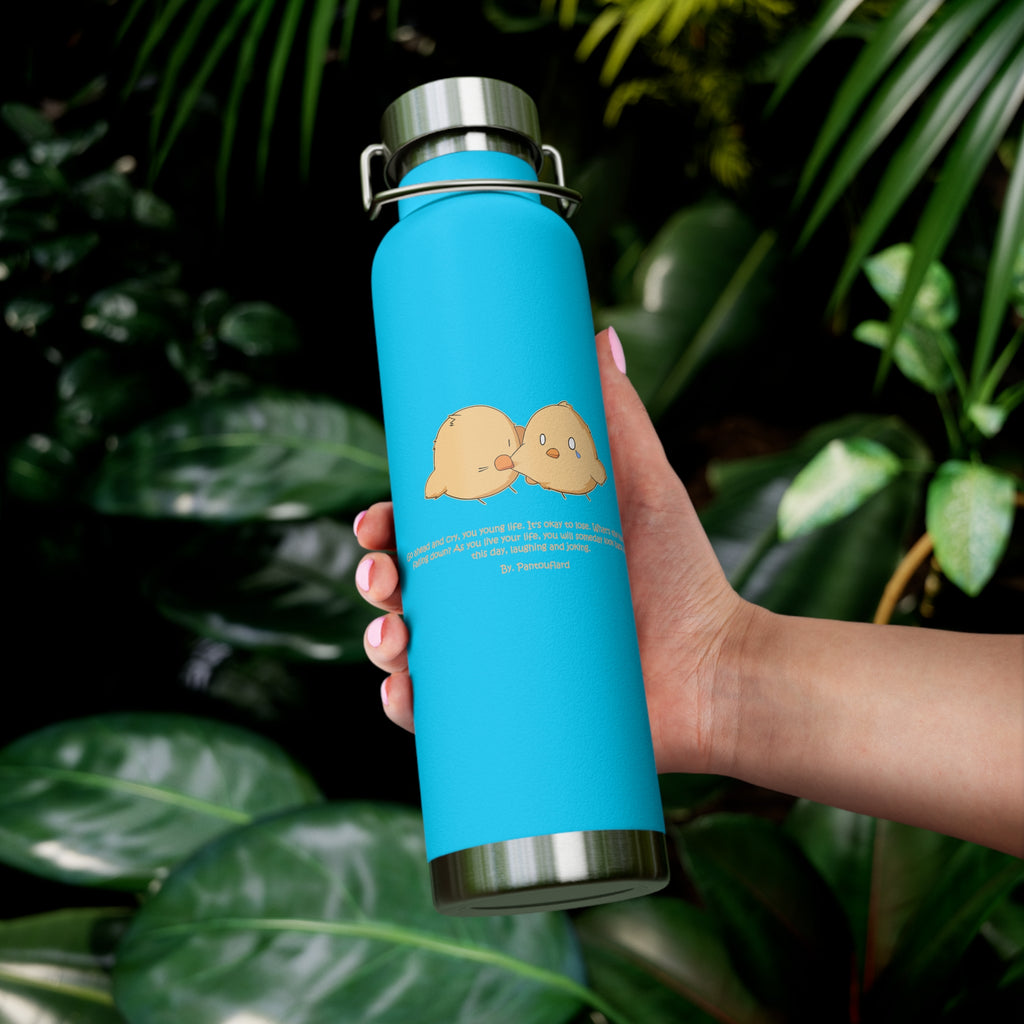 Navy Blue Cute Biting Chicks Quote 22oz Copper Vacuum Insulated Bottle