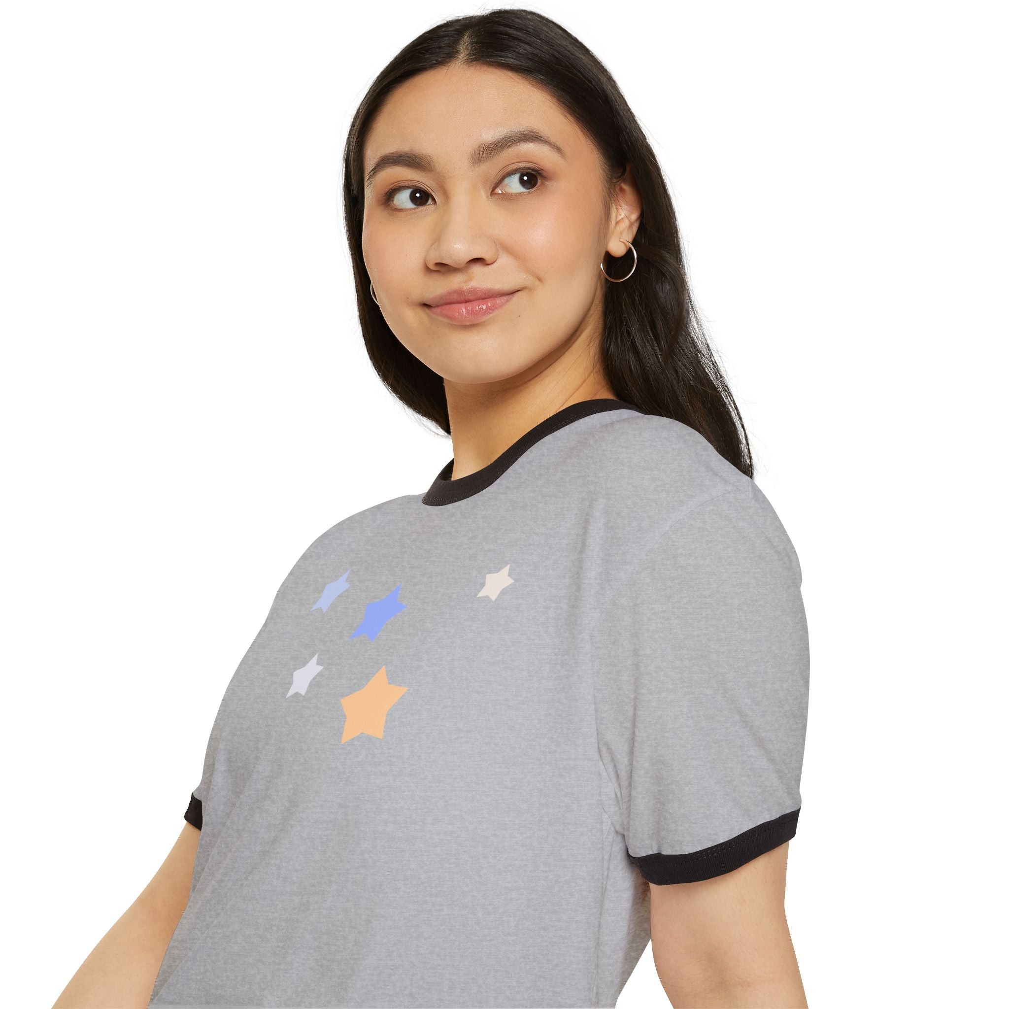 Cassiopeia Constellation Graphic Ringer T-Shirt - W-Shape Astronomy Cotton Tee