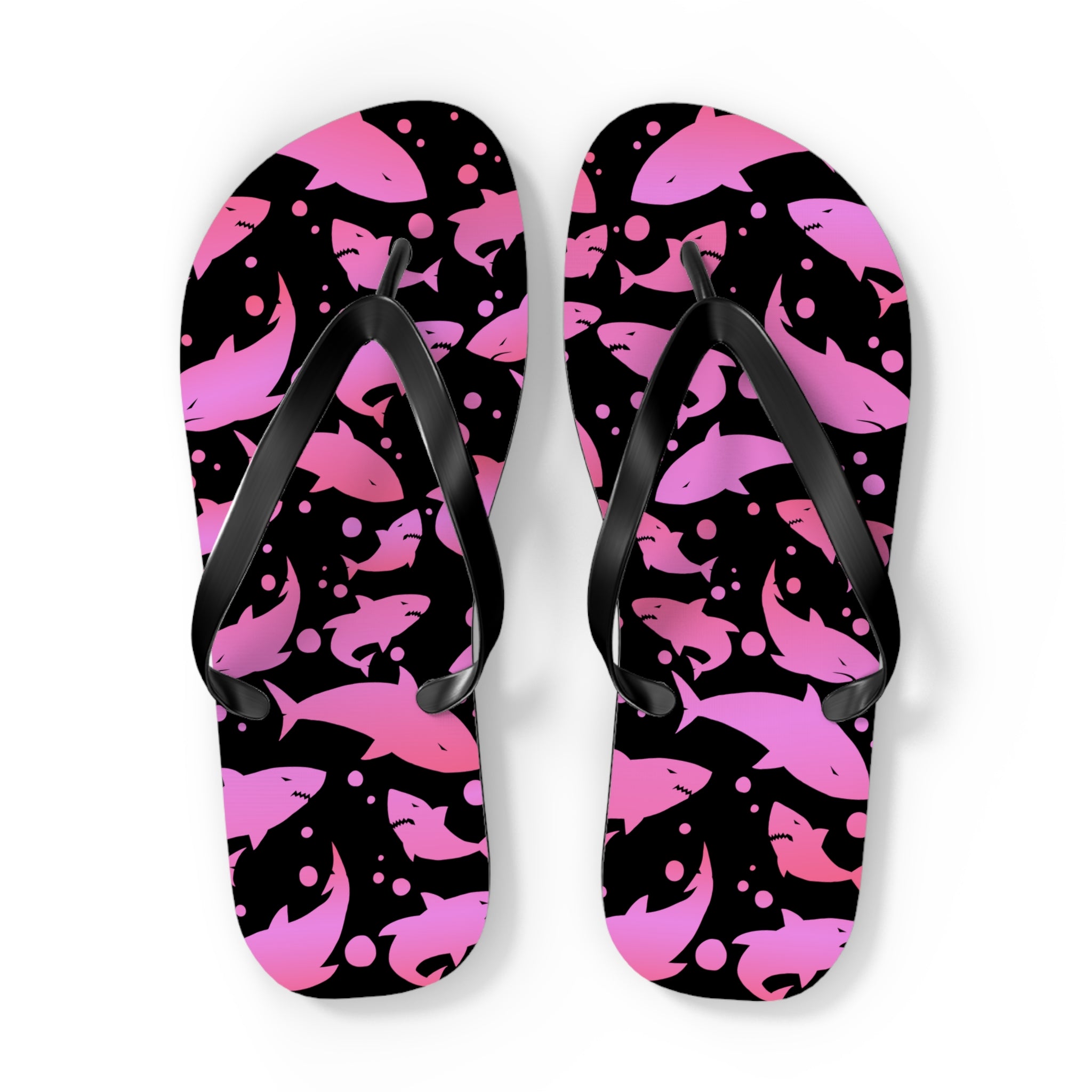 Men's/Women's Pink Shark Flip Flops - Graphic Thong Sandals