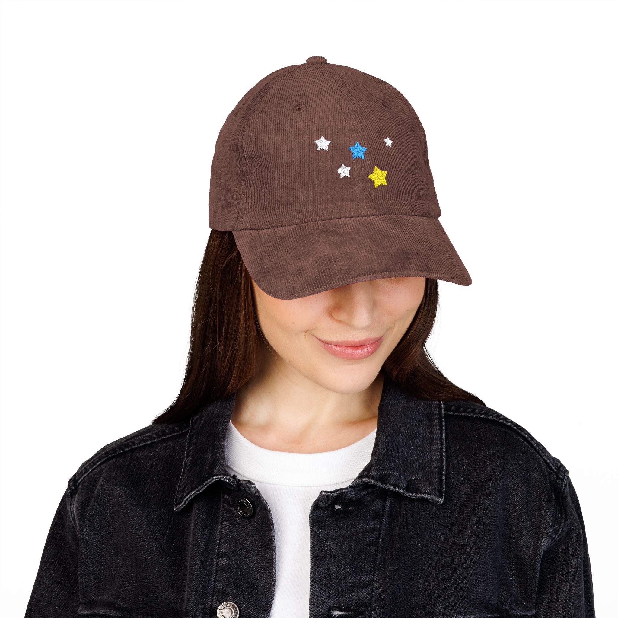 Unisex Cassiopeia Star Embroidered Cotton Corduroy Cap