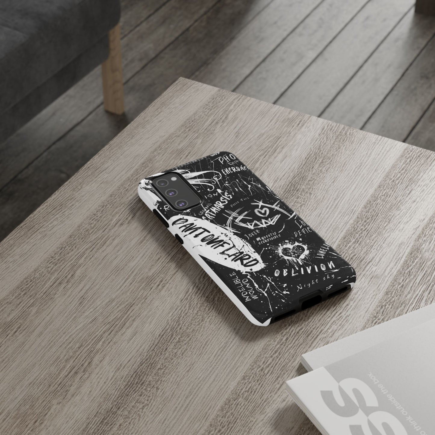 Fundas resistentes: funda atrevida para iPhone, Galaxy, Google Pixel, diseño de grafiti negro, estética urbana, regalo para amantes del arte, accesorios de teléfono modernos, estilo callejero