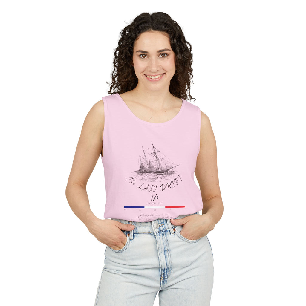 Unisex White Last Drift Cotton Garment-Dyed Tank Top