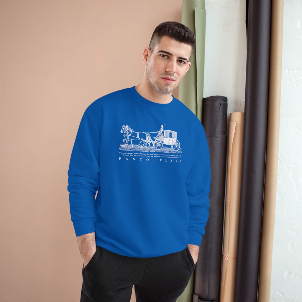 Old Money Equestrian Champion Crewneck - Royal White Carriage (Authentic Varsity Streetwear)