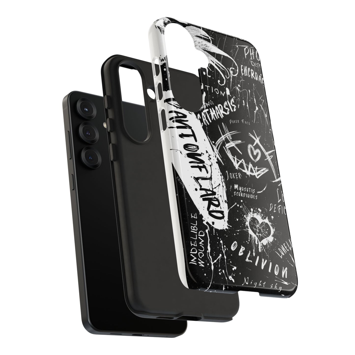 Fundas resistentes: funda atrevida para iPhone, Galaxy, Google Pixel, diseño de grafiti negro, estética urbana, regalo para amantes del arte, accesorios de teléfono modernos, estilo callejero