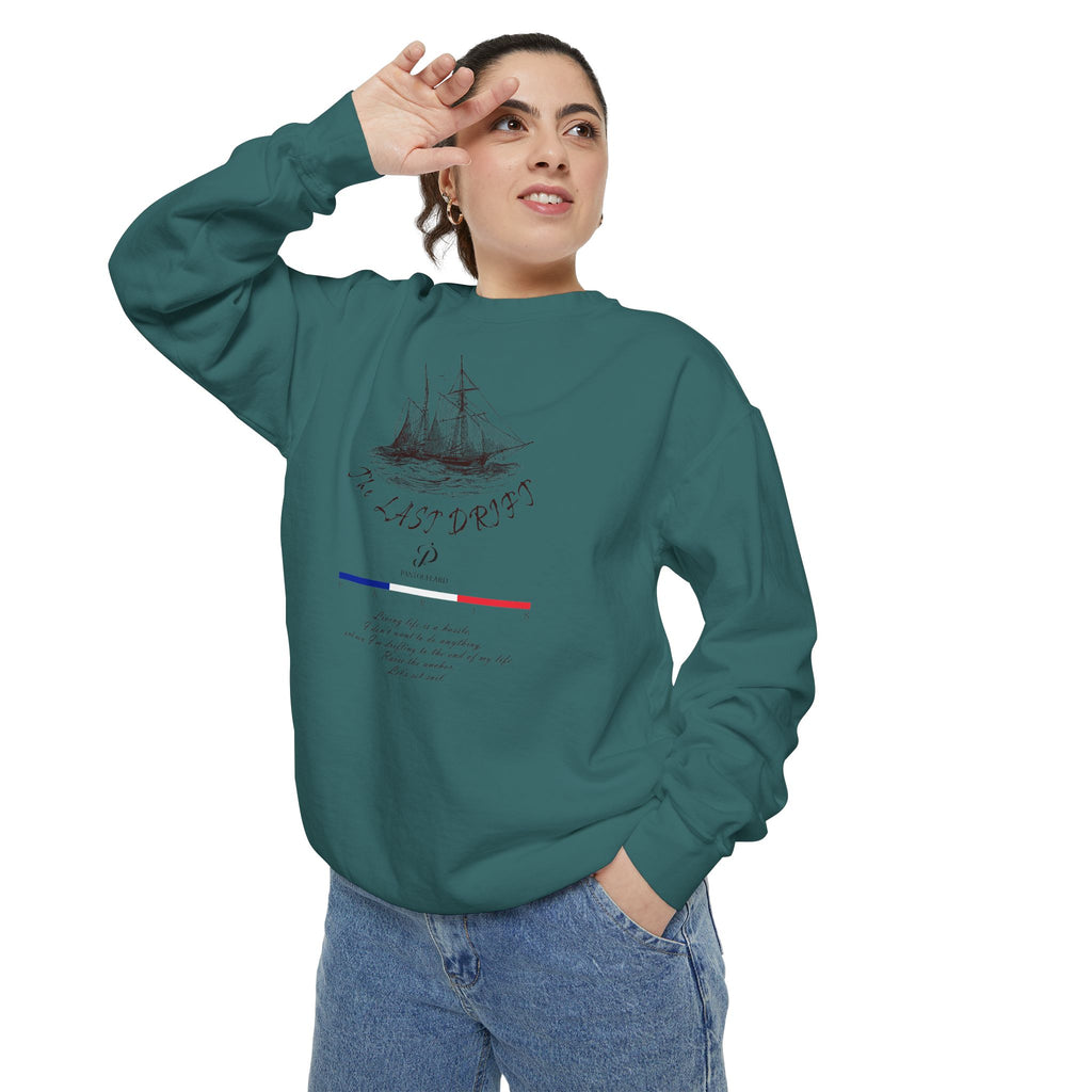 Unisex White Vintage Ship Graphic Cotton Blend Sweatshirt