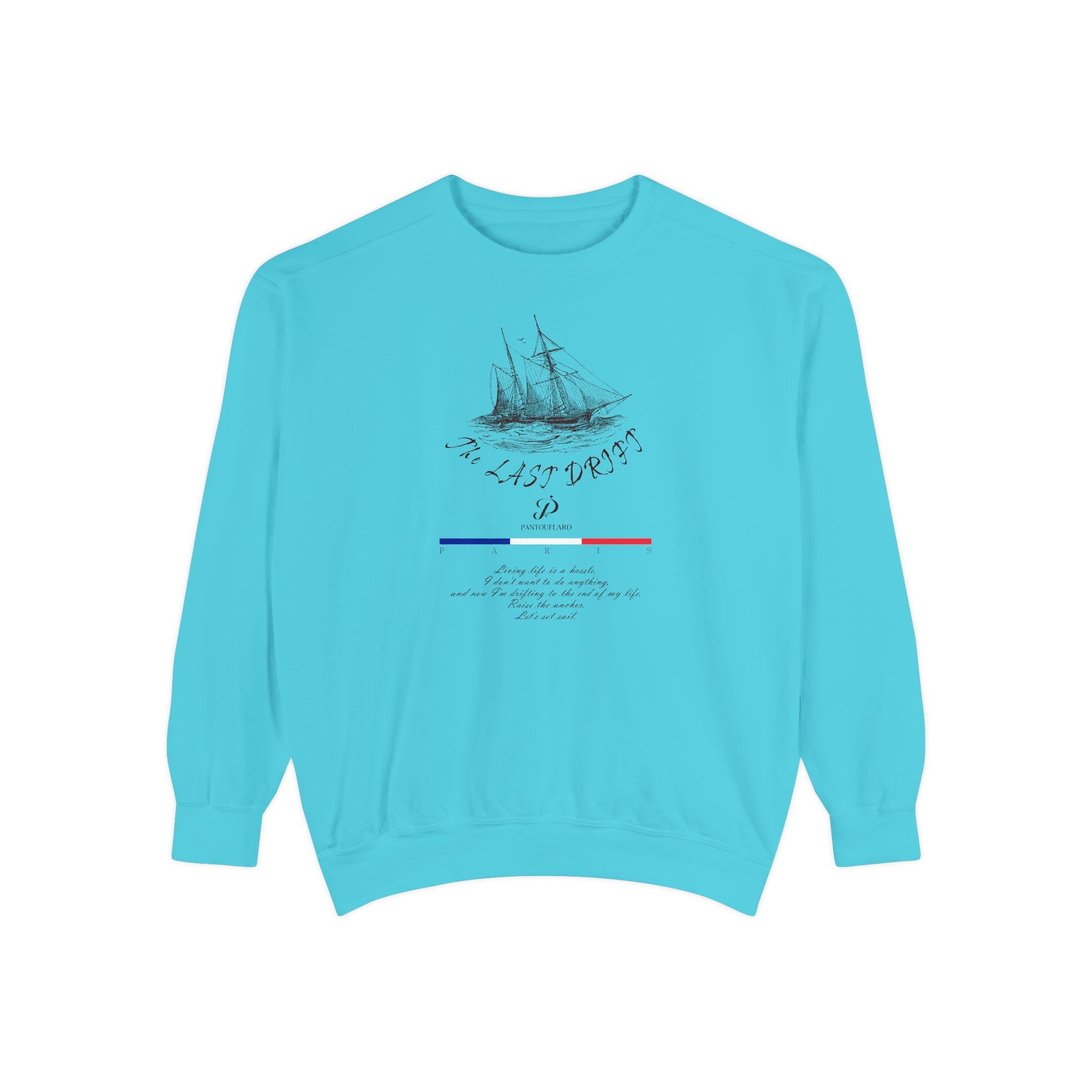 Unisex White Vintage Ship Graphic Cotton Blend Sweatshirt