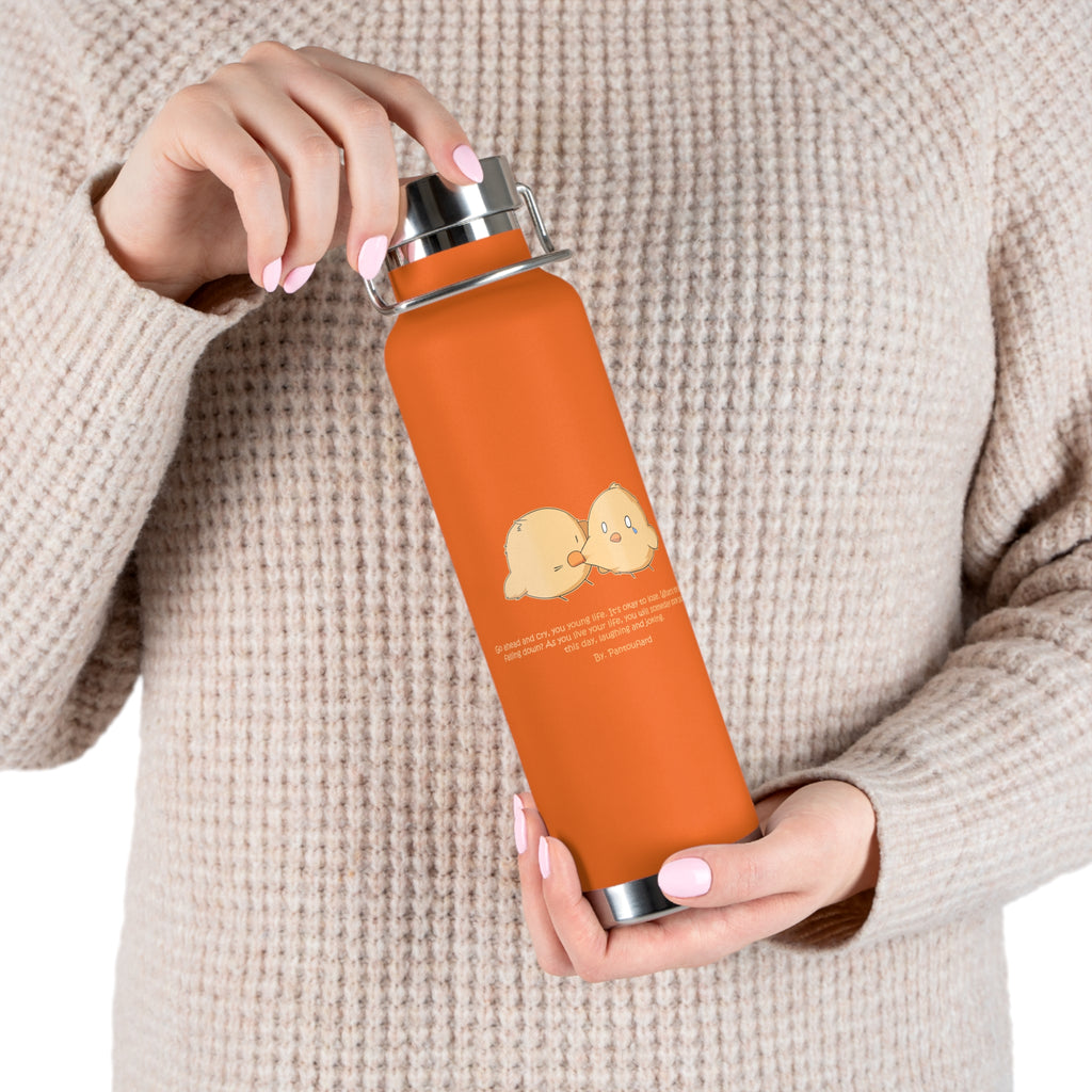 Navy Blue Cute Biting Chicks Quote 22oz Copper Vacuum Insulated Bottle