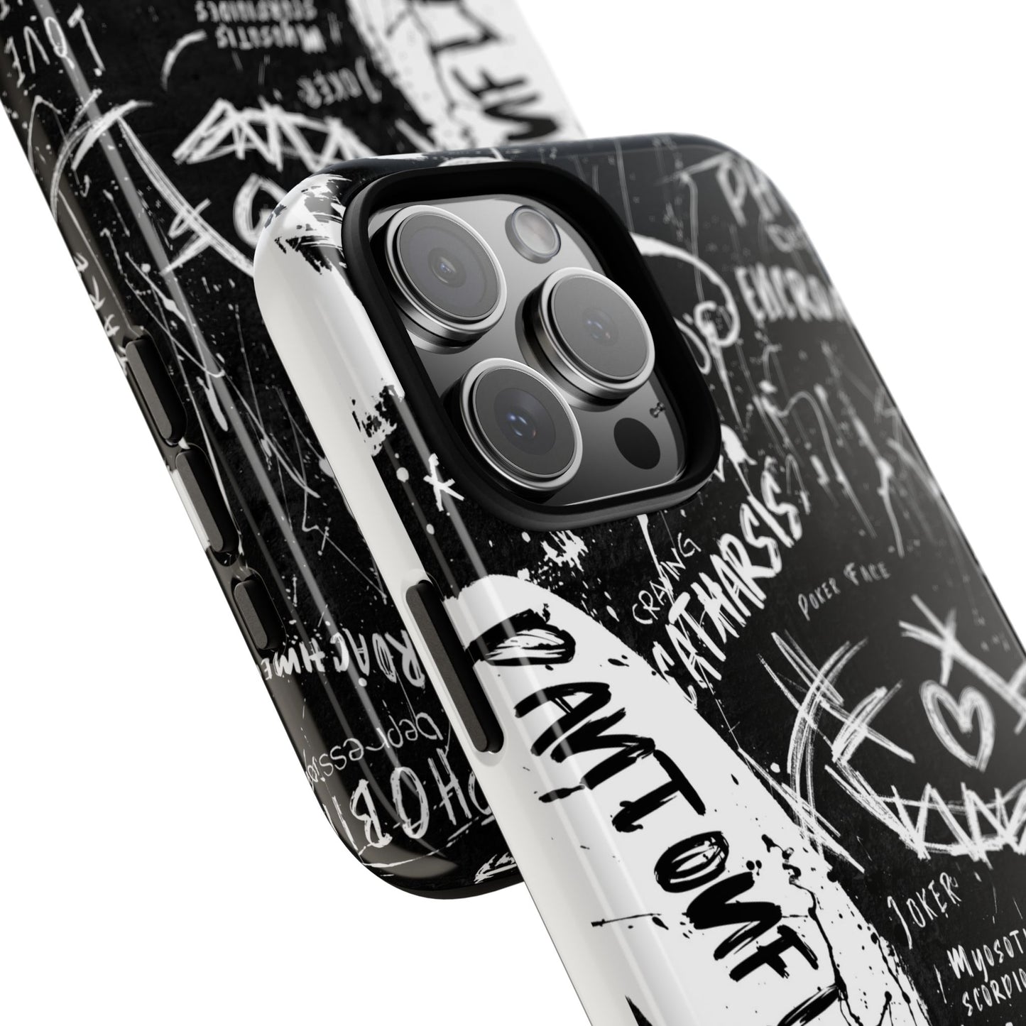 Fundas resistentes: funda atrevida para iPhone, Galaxy, Google Pixel, diseño de grafiti negro, estética urbana, regalo para amantes del arte, accesorios de teléfono modernos, estilo callejero