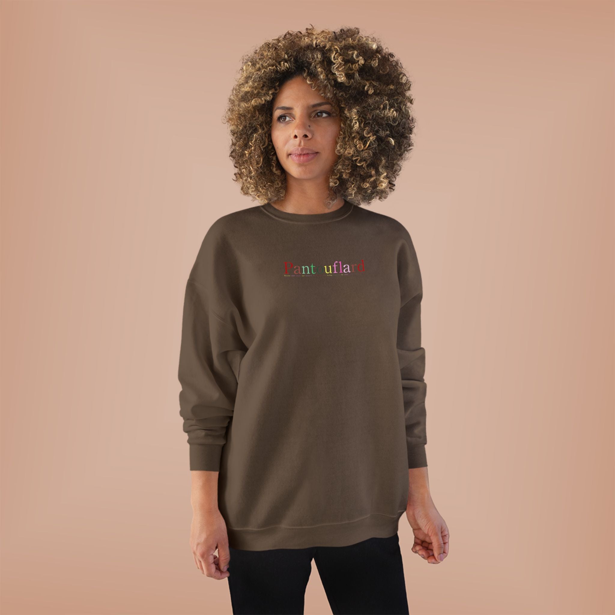 Sustainable Pantouflard Logo Crewneck - Hanes EcoSmart Fleece Sweatshirt (Essential Streetwear)