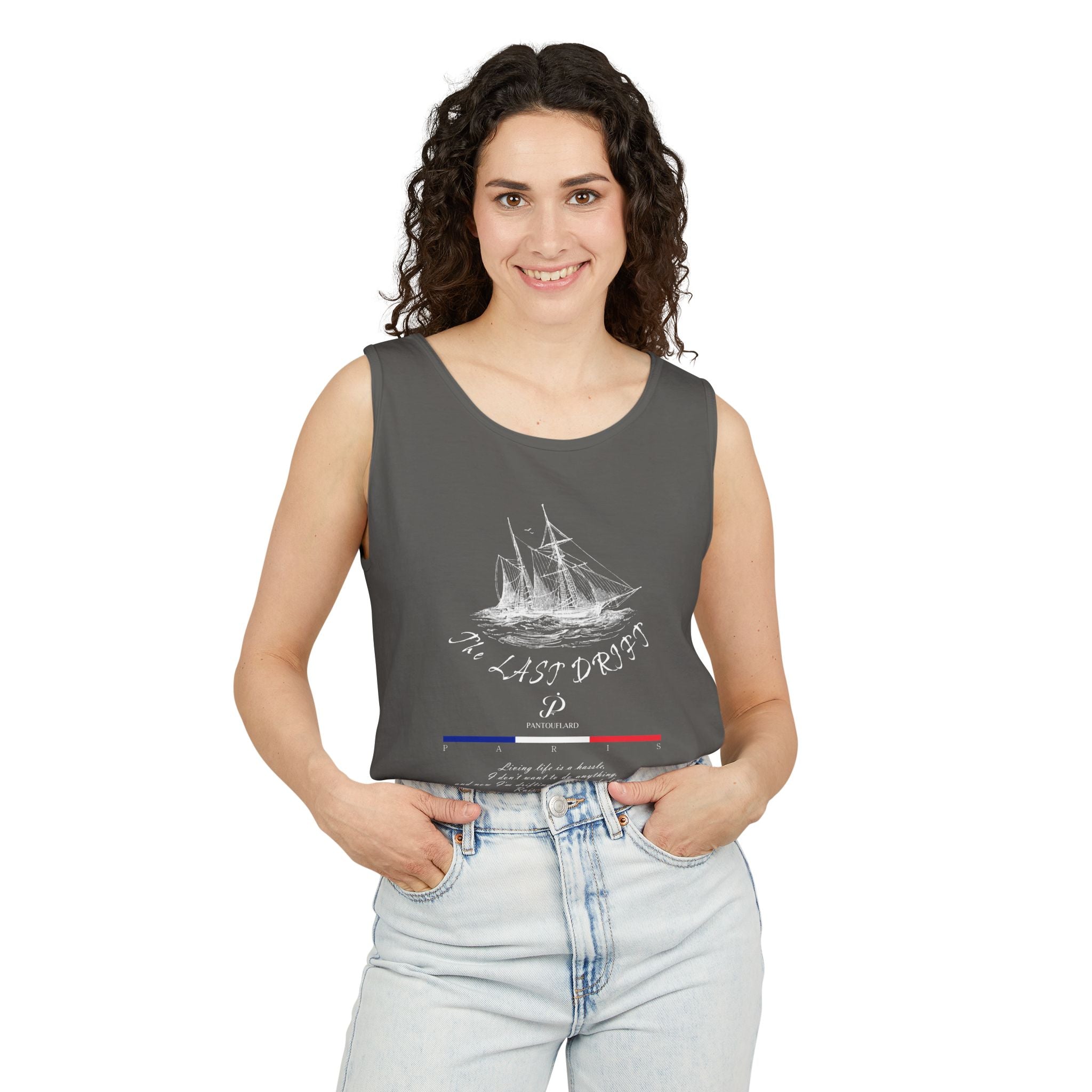 Unisex Black Last Drift Cotton Garment-Dyed Tank Top
