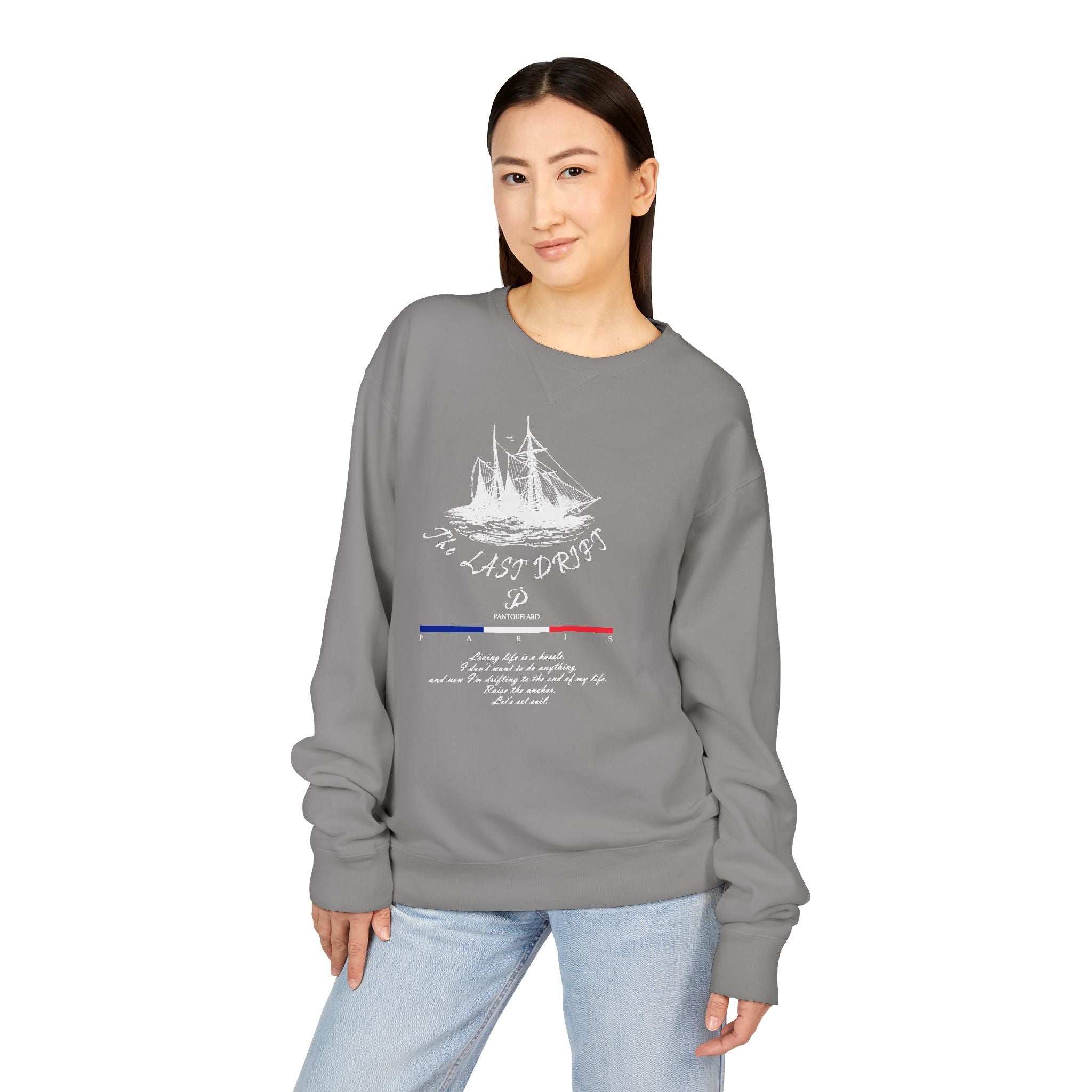 Old Money Nautical Heritage Crewneck - The Last Drift II (Paris Aesthetic Garment-Dyed Sweatshirt)