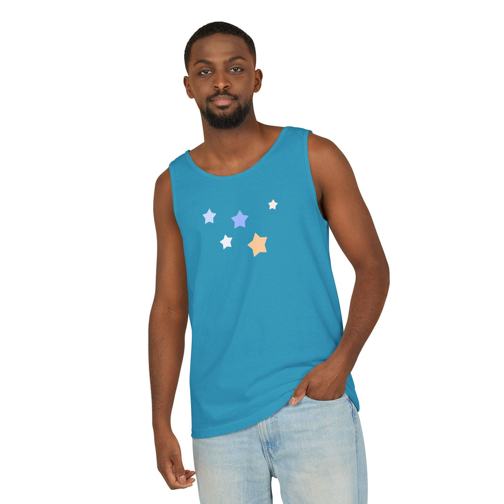 Men's & Women's Cassiopeia Constellation Graphic Garment-Dyed Tank Top - W-Shape Sleeveless Shirt