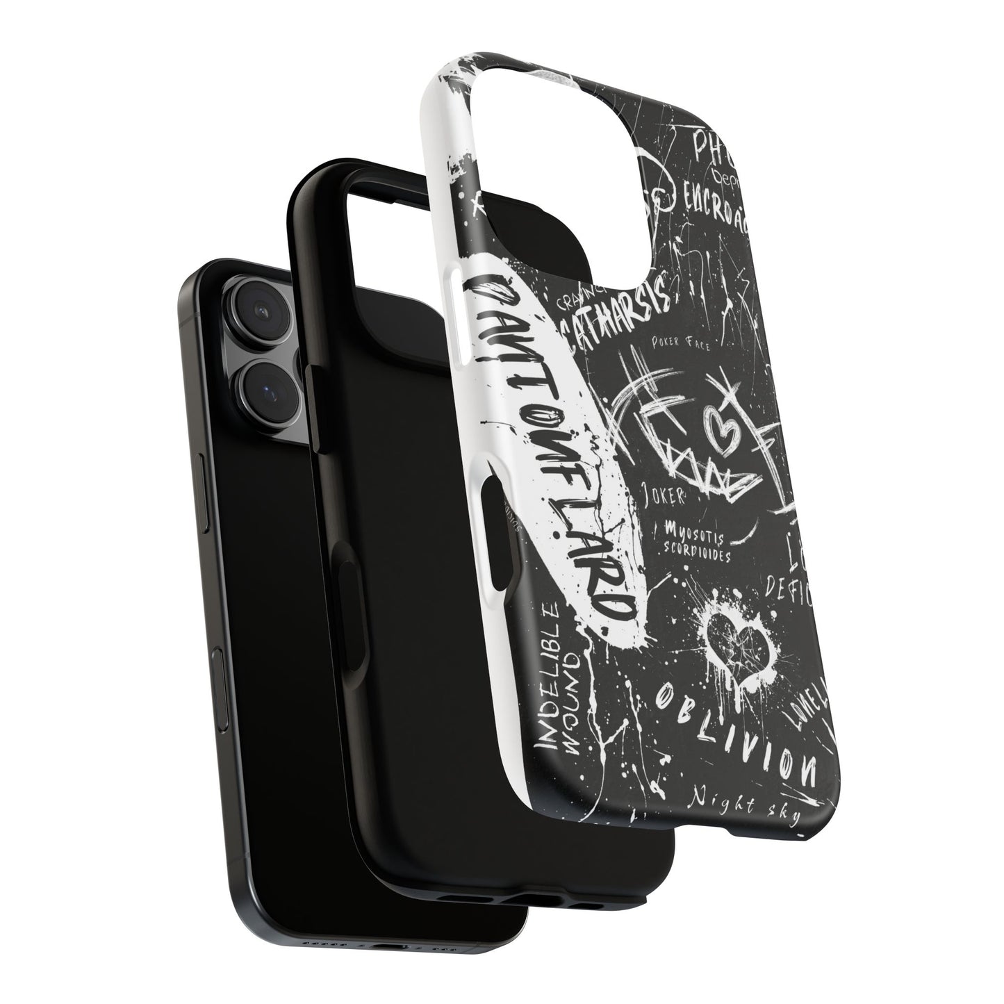 Fundas resistentes: funda atrevida para iPhone, Galaxy, Google Pixel, diseño de grafiti negro, estética urbana, regalo para amantes del arte, accesorios de teléfono modernos, estilo callejero