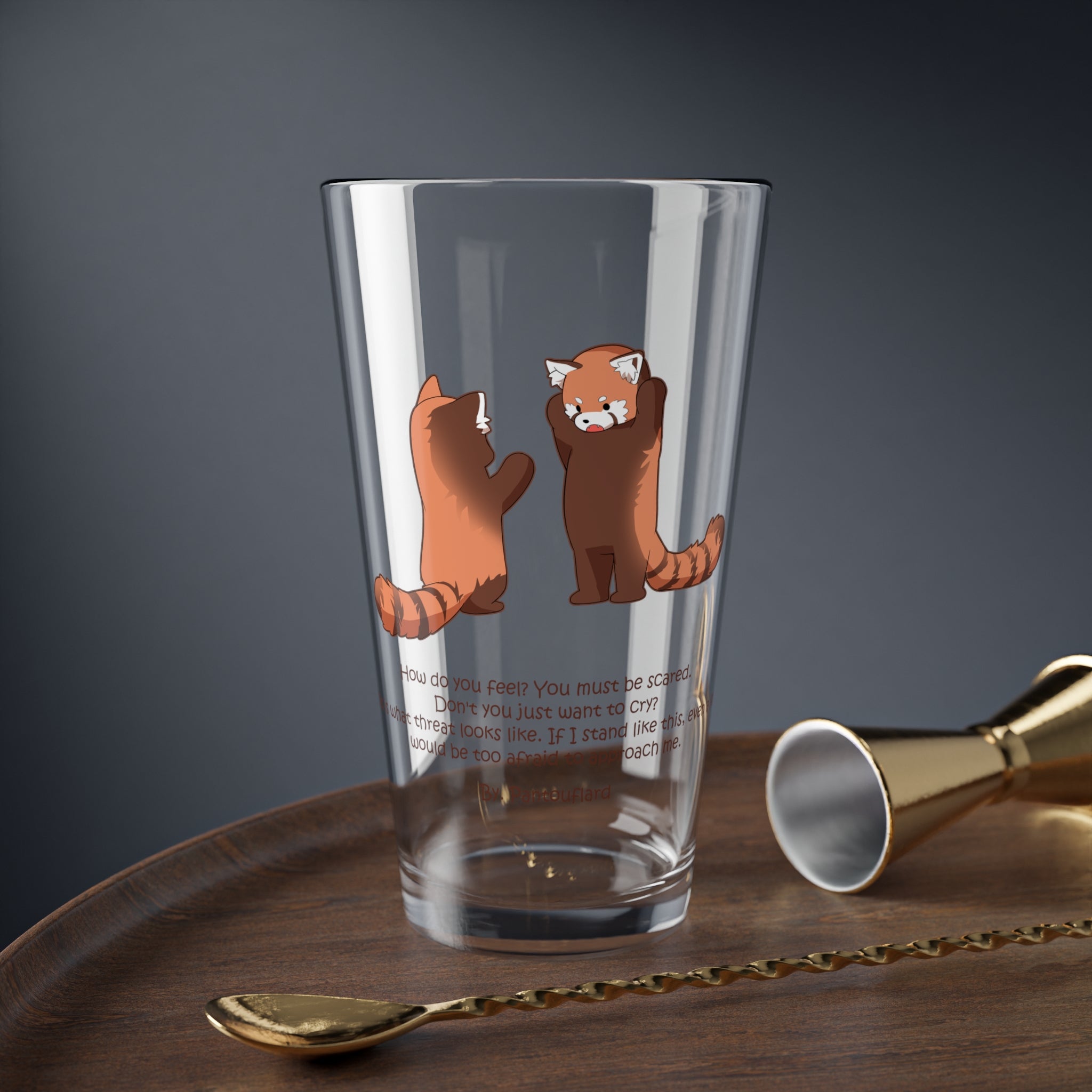 Clear Pantouflard 'Intimidating' Red Panda Solid Glass Mixer