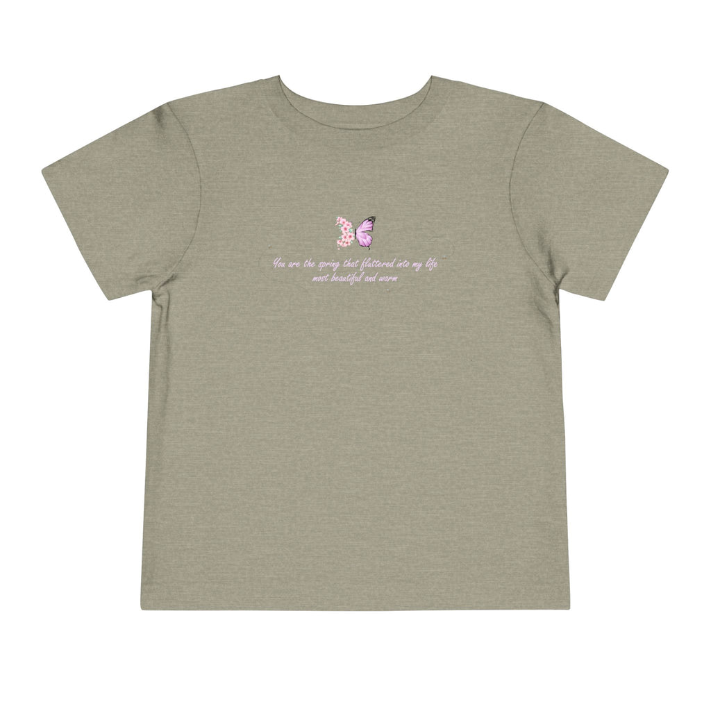 Toddler Yellow Floral Butterfly Spring Quote 100% Cotton Short Sleeve Tee