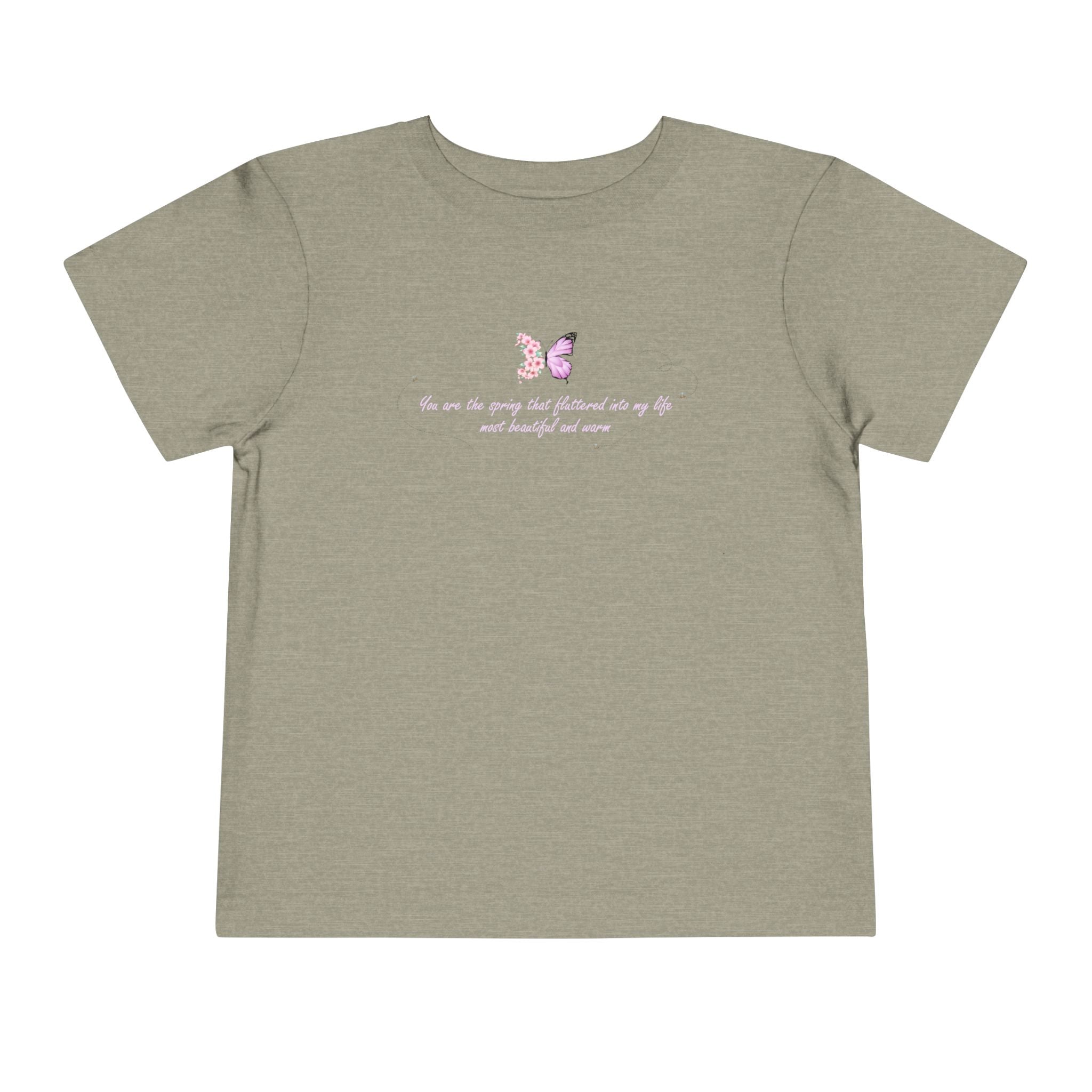 Toddler Yellow Floral Butterfly Spring Quote 100% Cotton Short Sleeve Tee