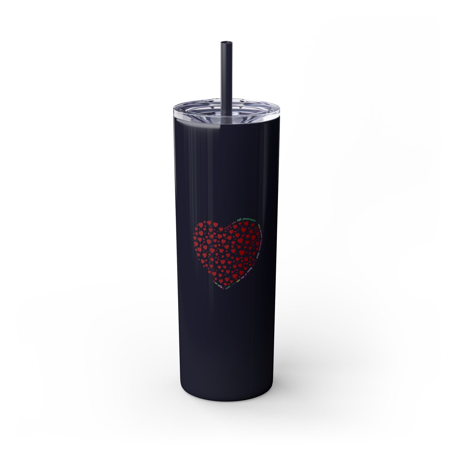 Red Heart Dot Skinny Tumbler | 20oz Reusable Travel Mug, Eco-Friendly Drinkware