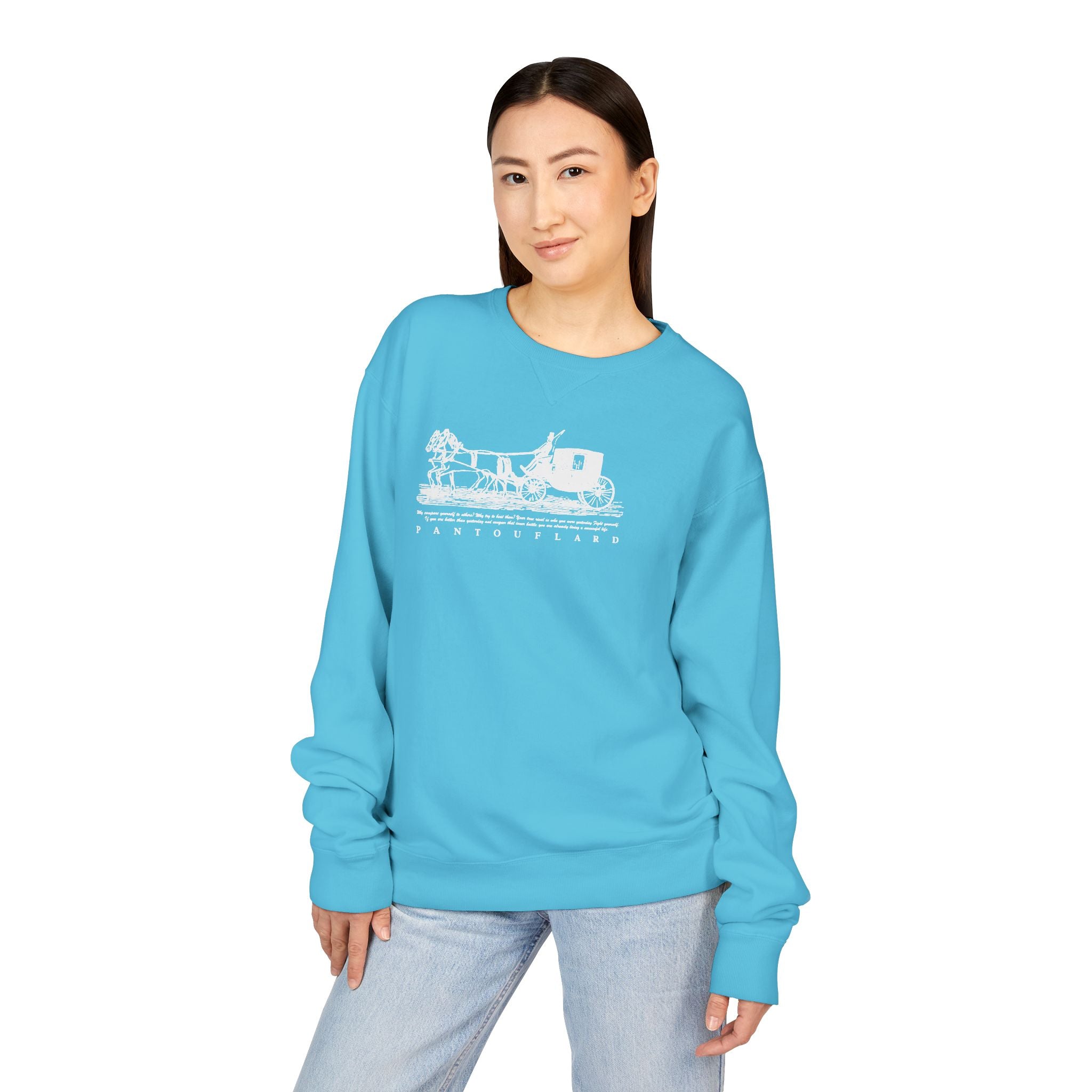 Old Money Equestrian Heritage Crewneck - The Nostalgic Journey II (Dark Academia Garment-Dyed Sweatshirt)