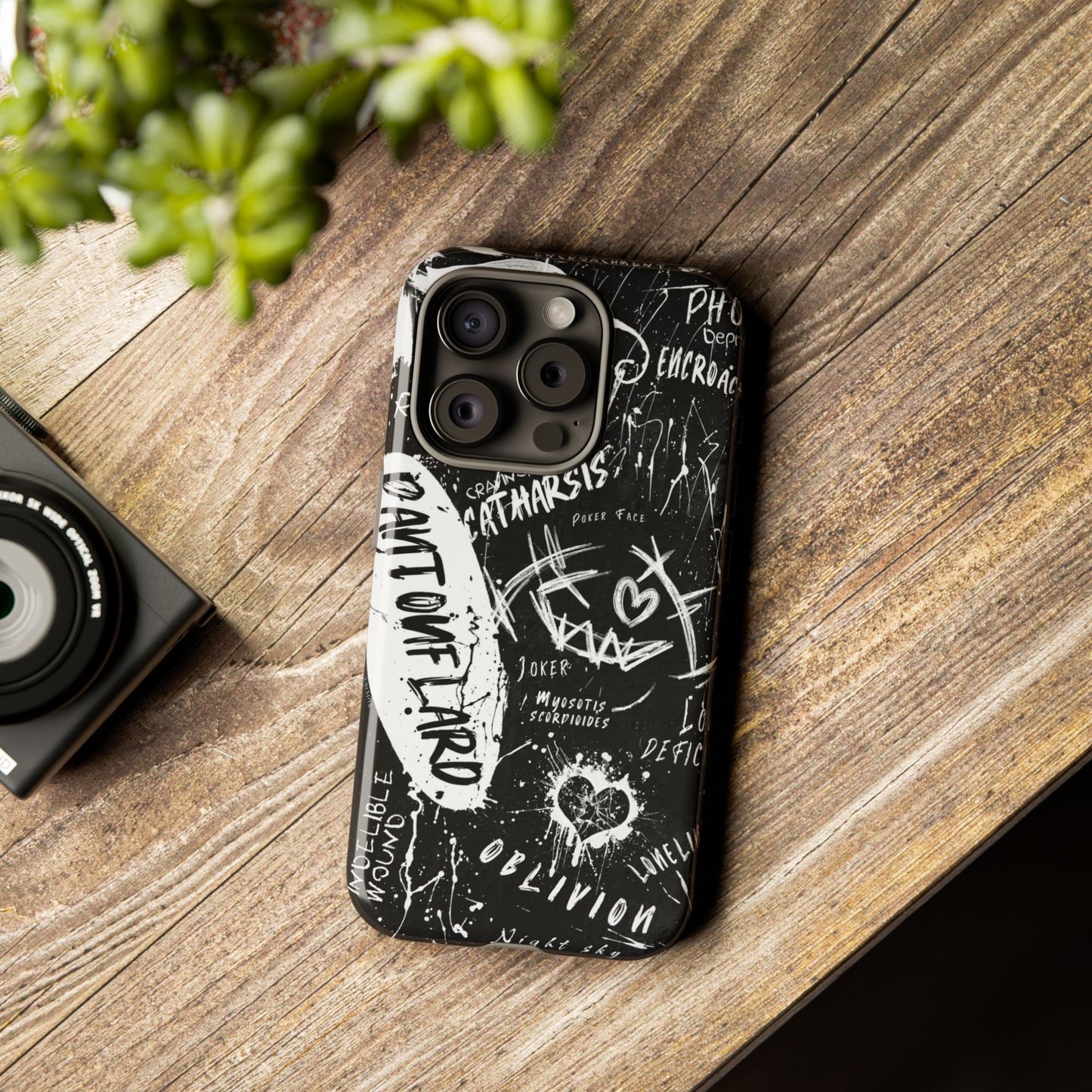 Fundas resistentes: funda atrevida para iPhone, Galaxy, Google Pixel, diseño de grafiti negro, estética urbana, regalo para amantes del arte, accesorios de teléfono modernos, estilo callejero