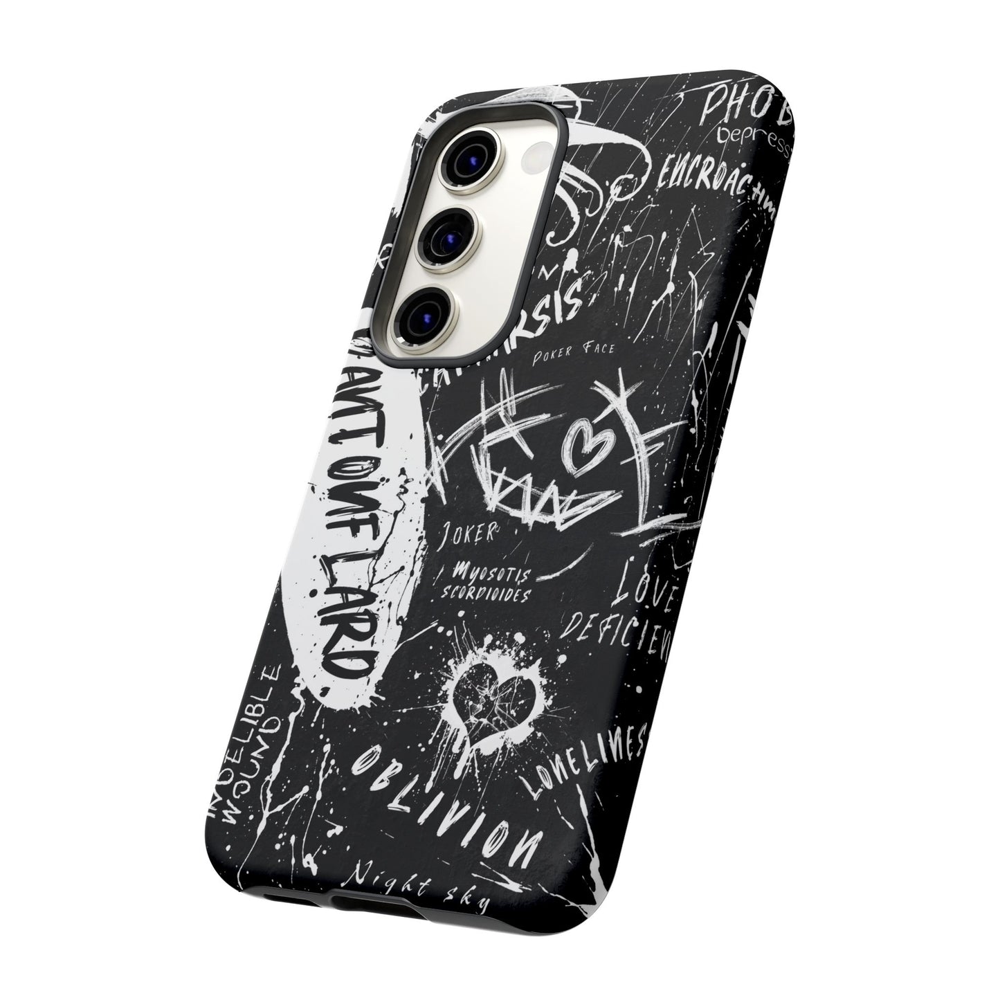 Fundas resistentes: funda atrevida para iPhone, Galaxy, Google Pixel, diseño de grafiti negro, estética urbana, regalo para amantes del arte, accesorios de teléfono modernos, estilo callejero