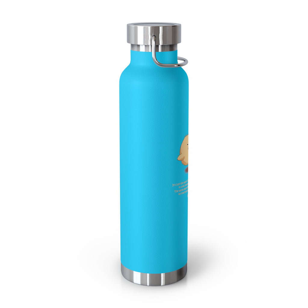 Navy Blue Cute Chick Pulling Worm Quote 22oz Copper Vacuum Insulated Bottle