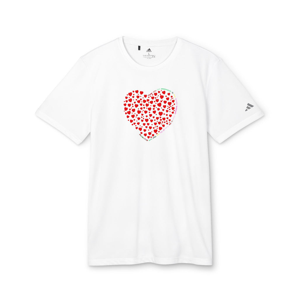 Camiseta Deportiva Unisex Adidas® con Diseño de Corazón Rojo Brillante