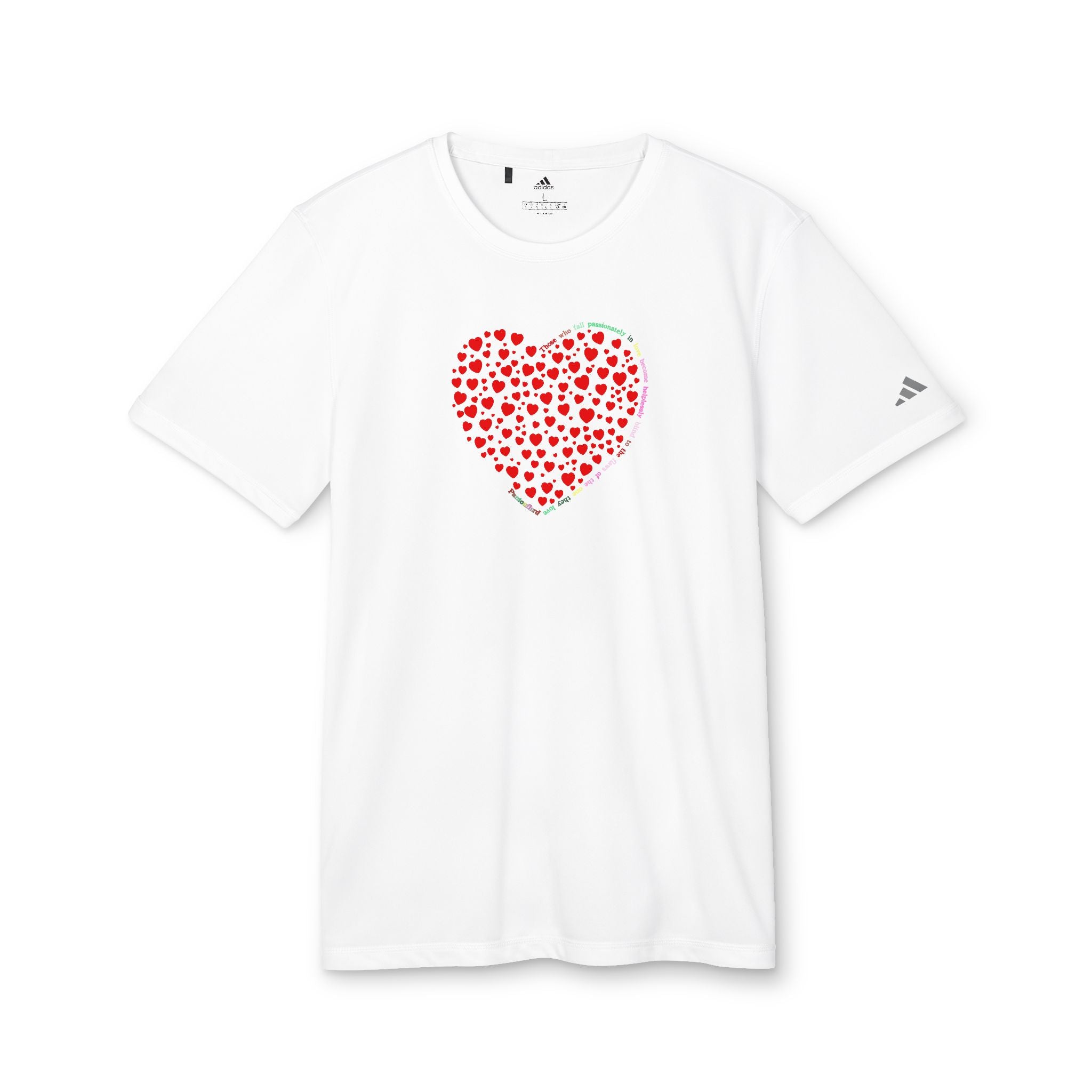 Camiseta Deportiva Unisex Adidas® con Diseño de Corazón Rojo Brillante