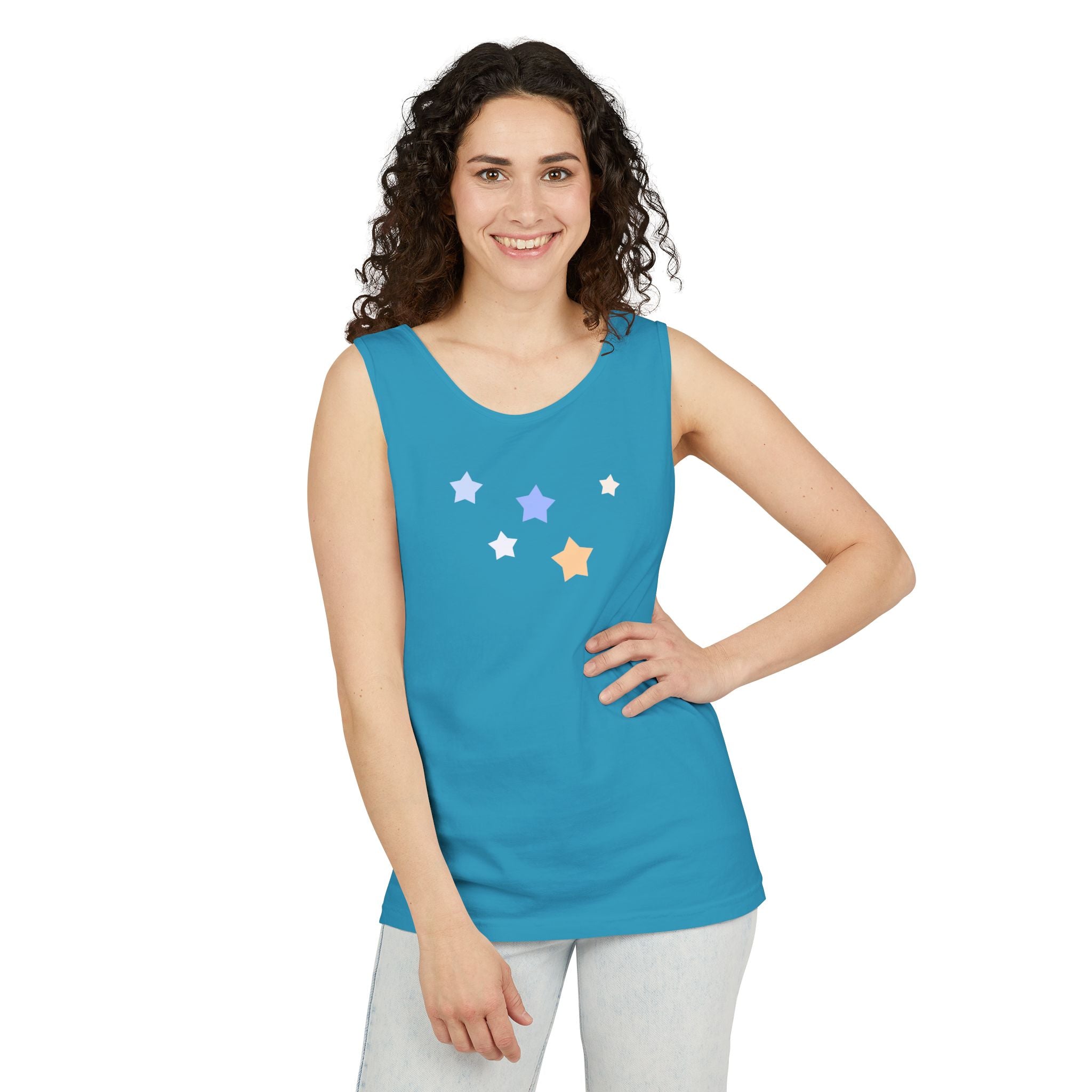Men's & Women's Cassiopeia Constellation Graphic Garment-Dyed Tank Top - W-Shape Sleeveless Shirt