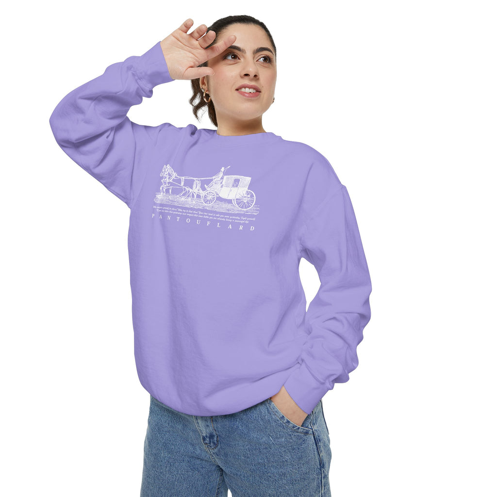Unisex Navy Vintage Carriage Graphic Cotton Blend Sweatshirt