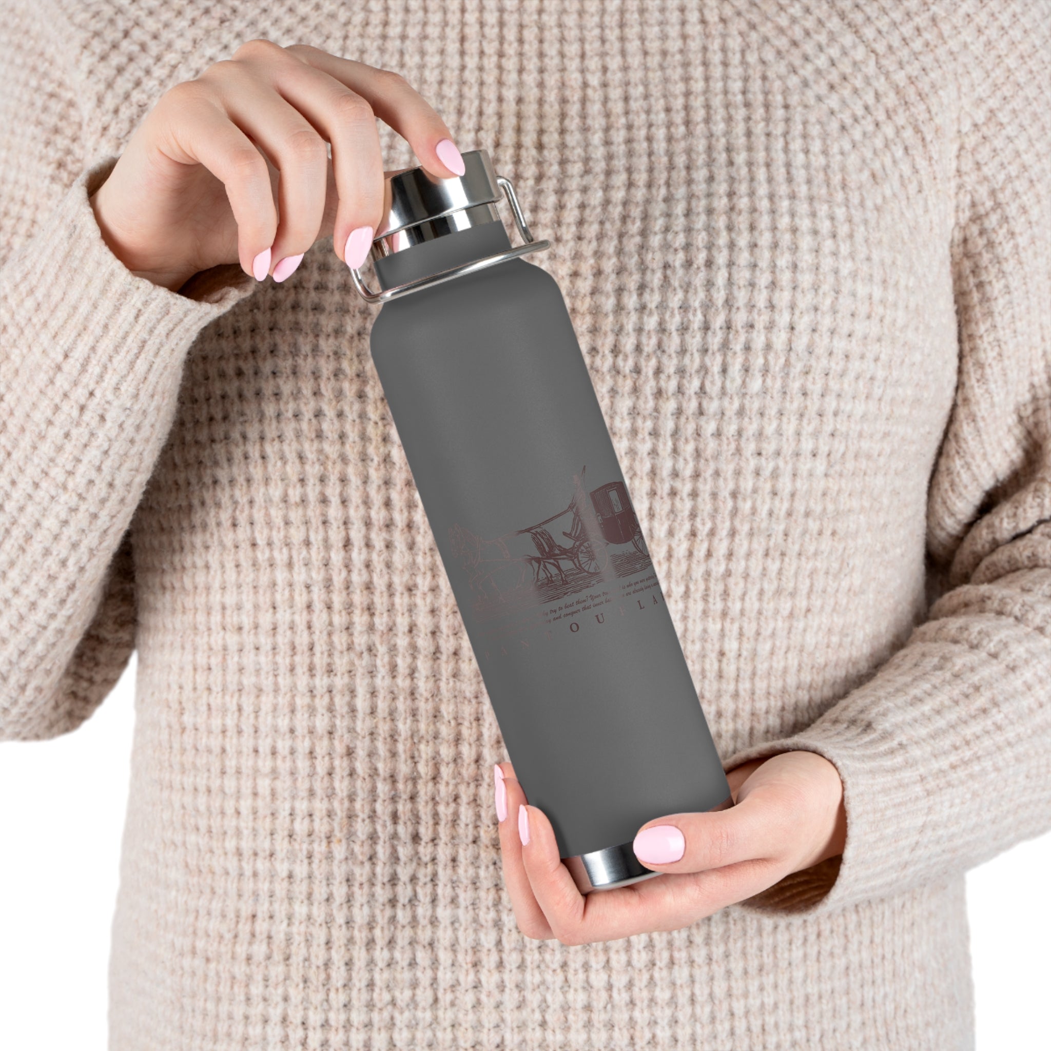 Orange Vintage Carriage Quote 22oz Copper Vacuum Insulated Bottle